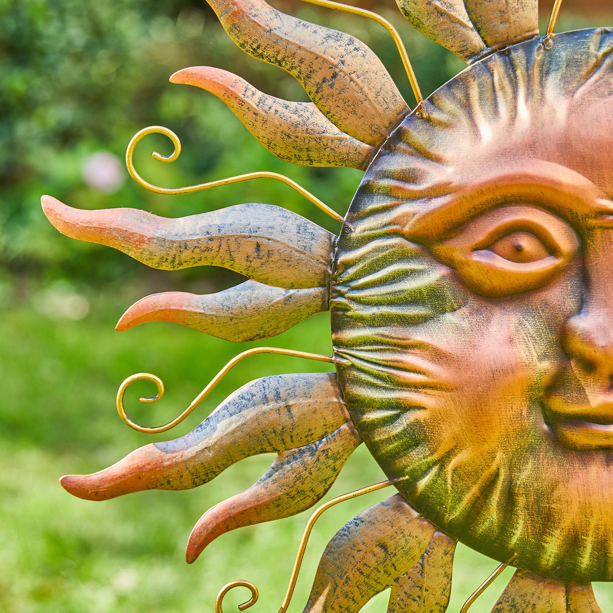 Glitzhome® 3ft. Metal Sun & Moon Yard Stake or Wall Décor