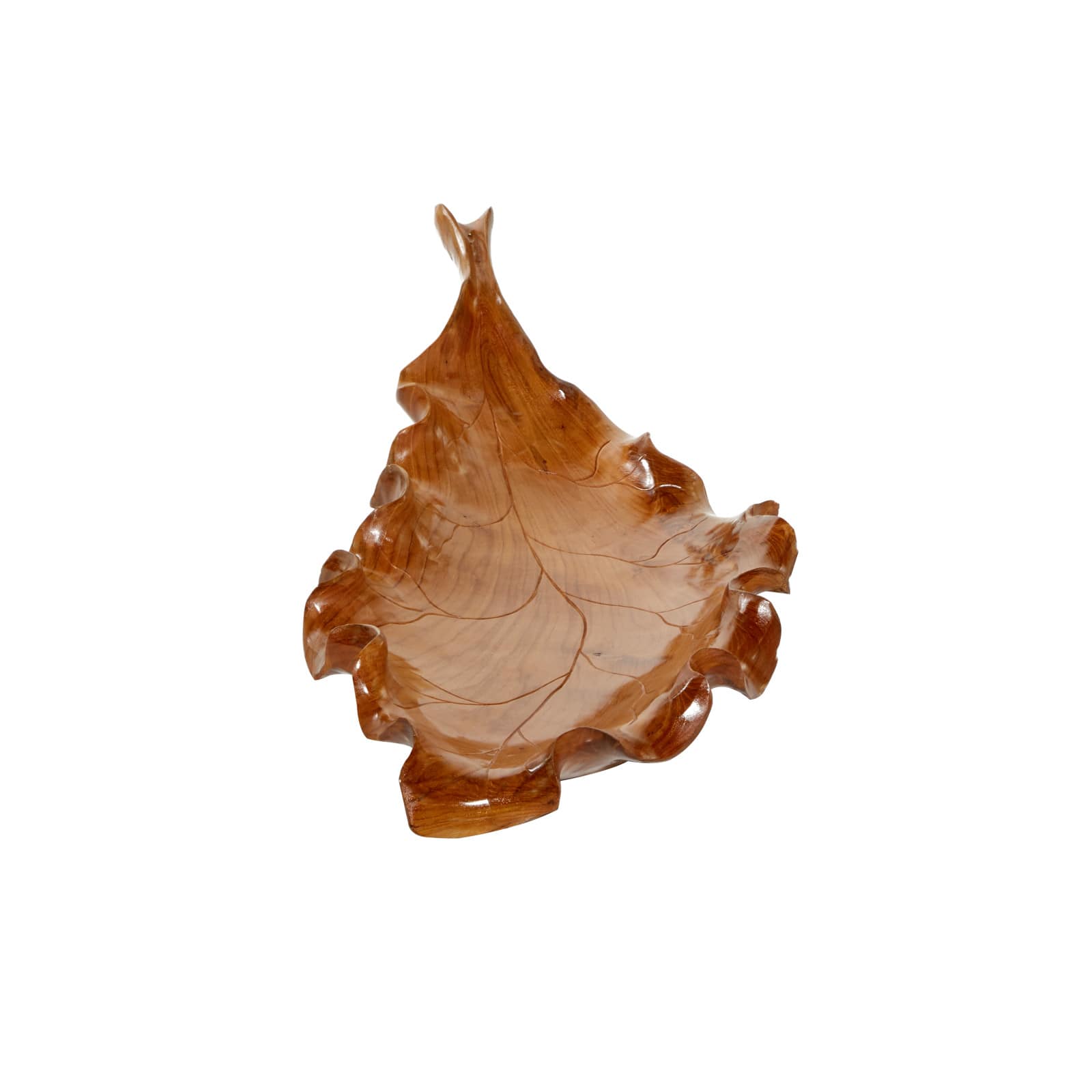 Brown Leaf Teak Wood Rustic Tray