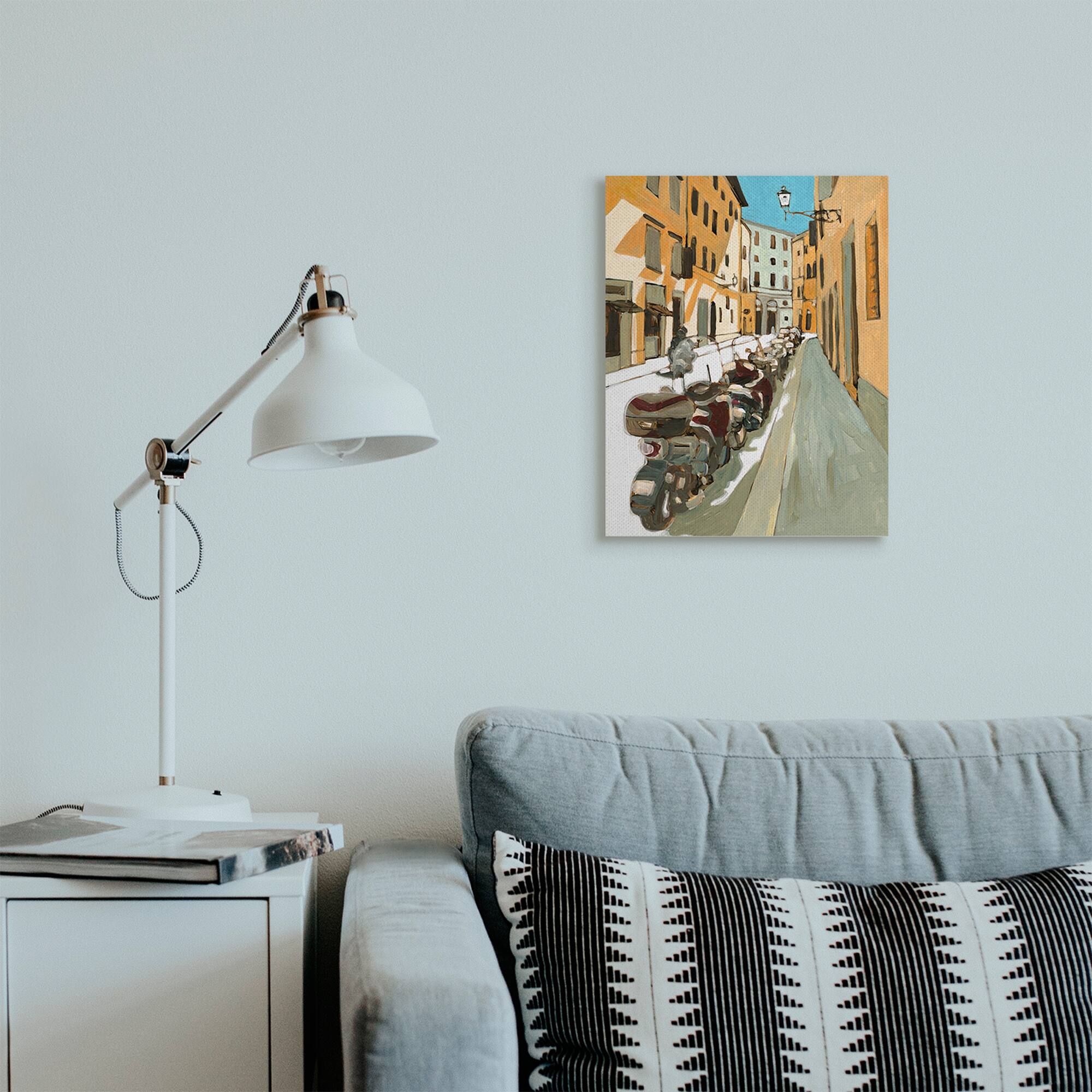 Stupell Industries Row of Mopeds Yellow European City Street Canvas Wall Art