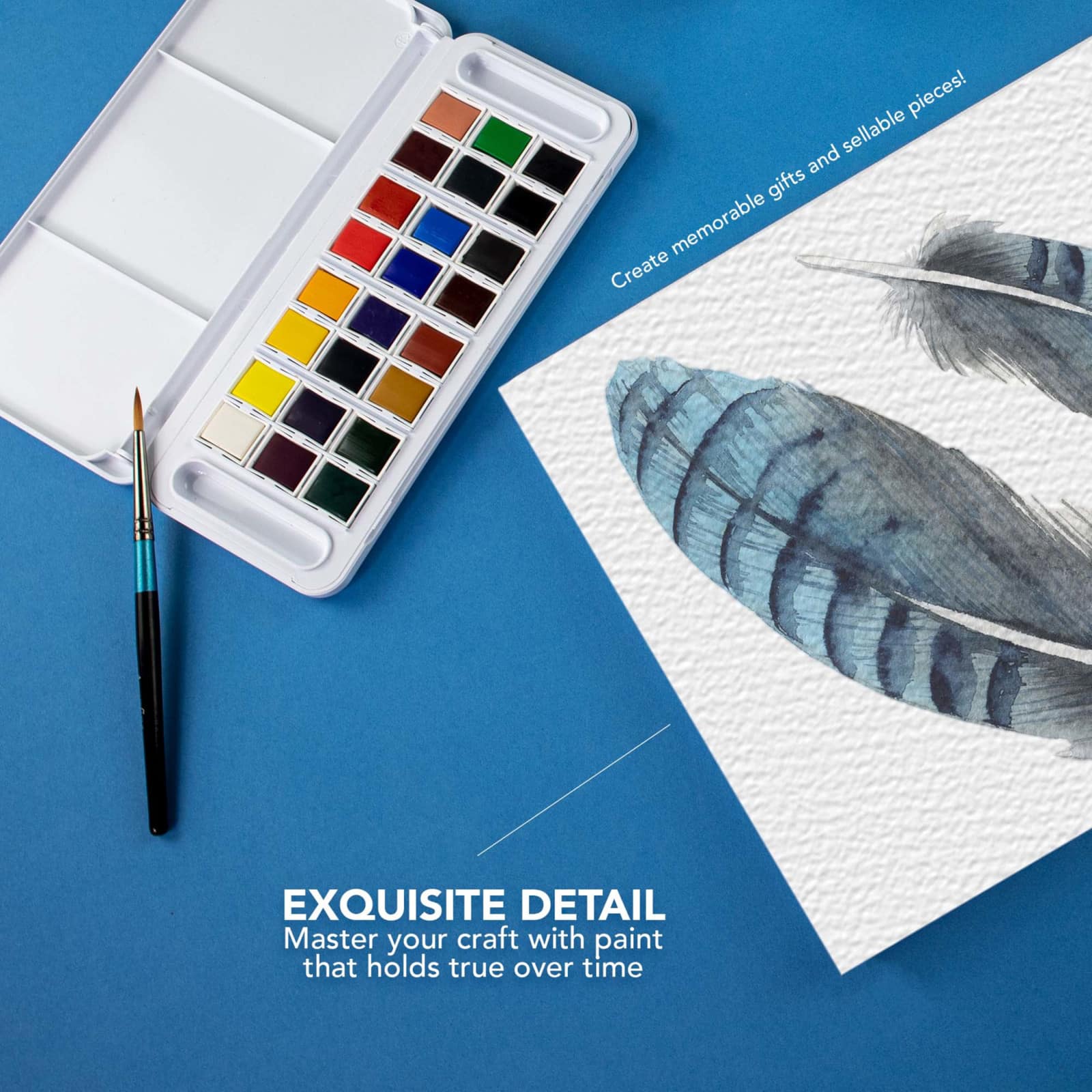 Daler-Rowney® Aquafine 24 Color Half-Pan Watercolor Travel Set with Brush