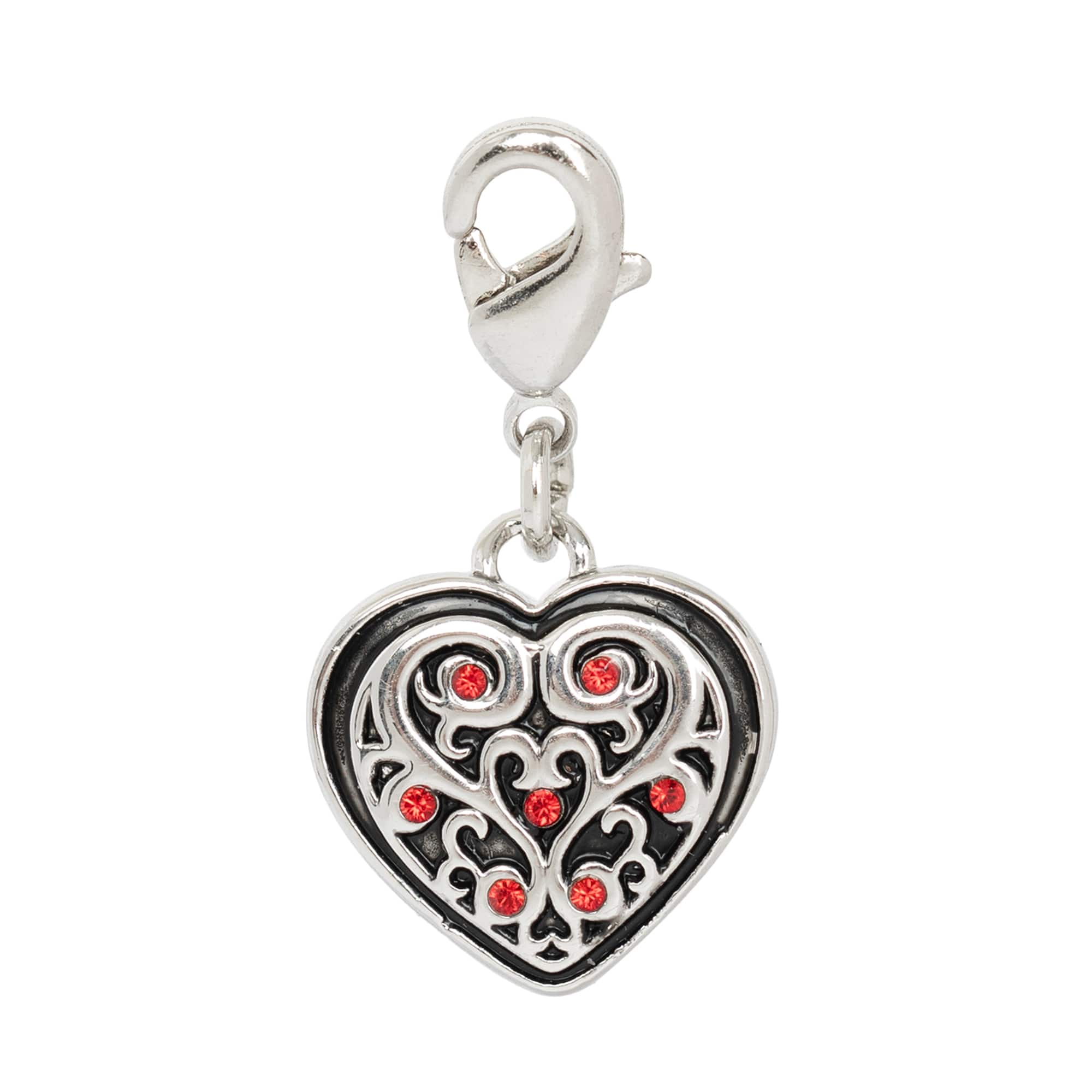 Light Siam Filagree Heart Austrian Crystal Charm by Bead Landing™