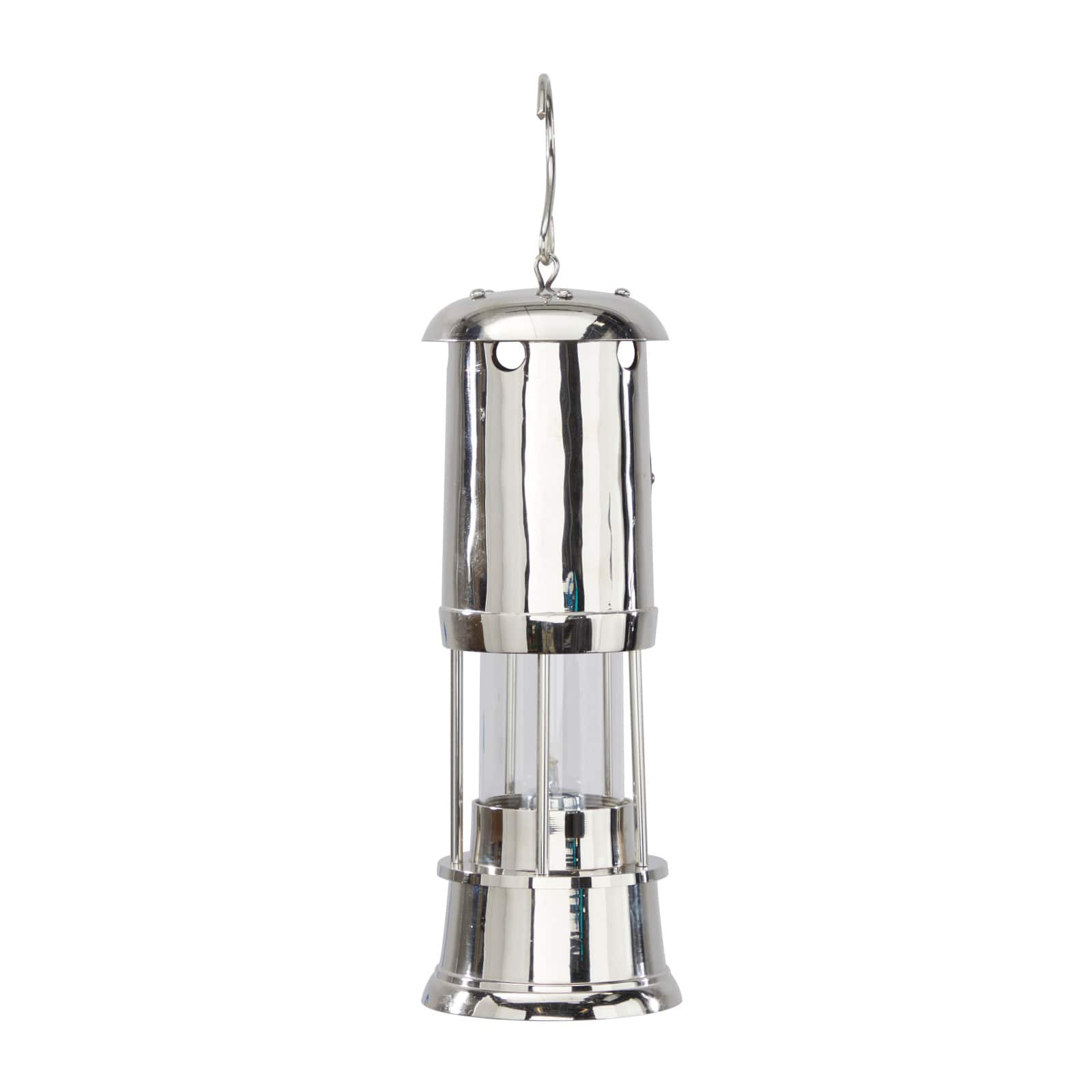 11" Silver Brass Candle Lantern
