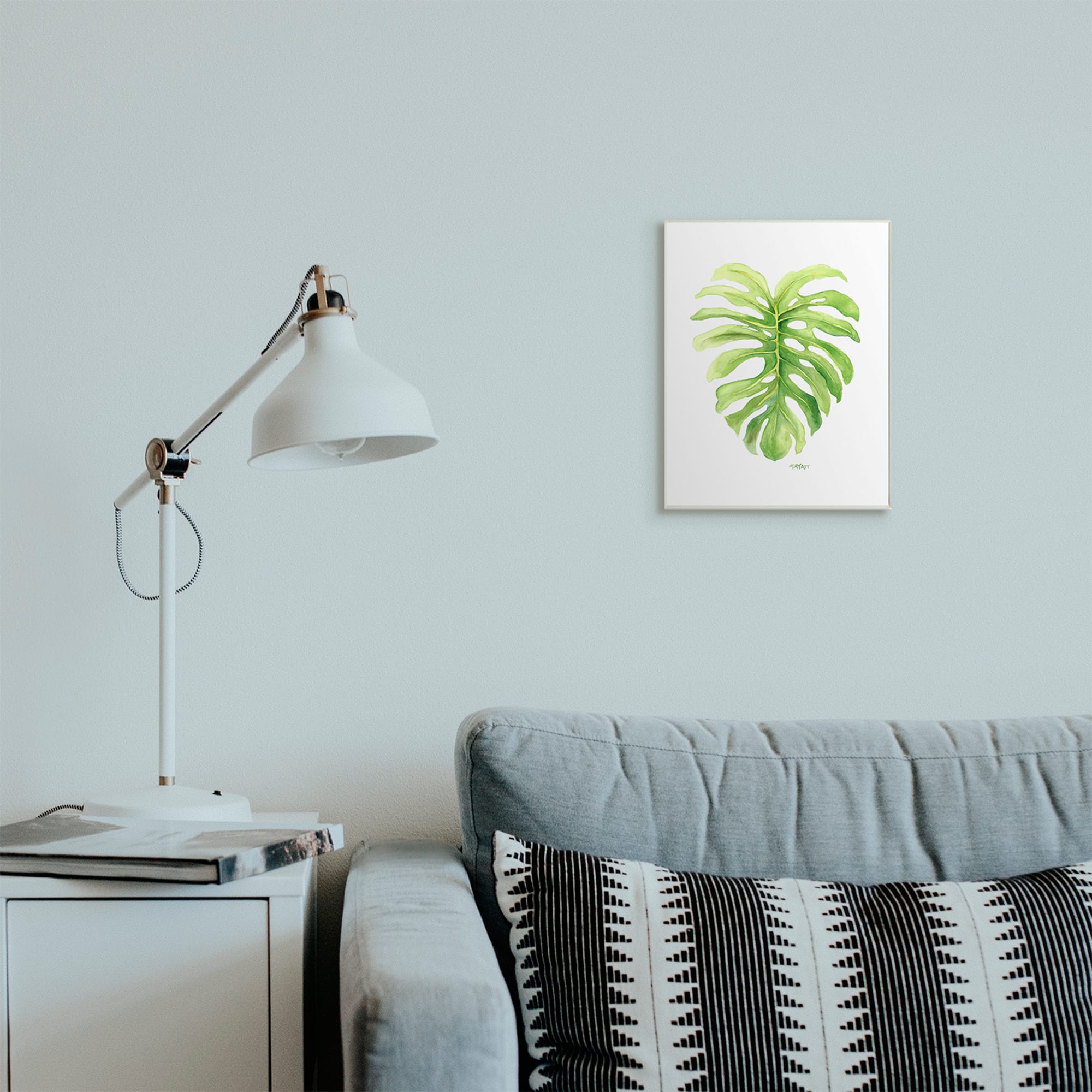Stupell Industries Monstera Leaf Tropical Plant Over White Wall Plaque