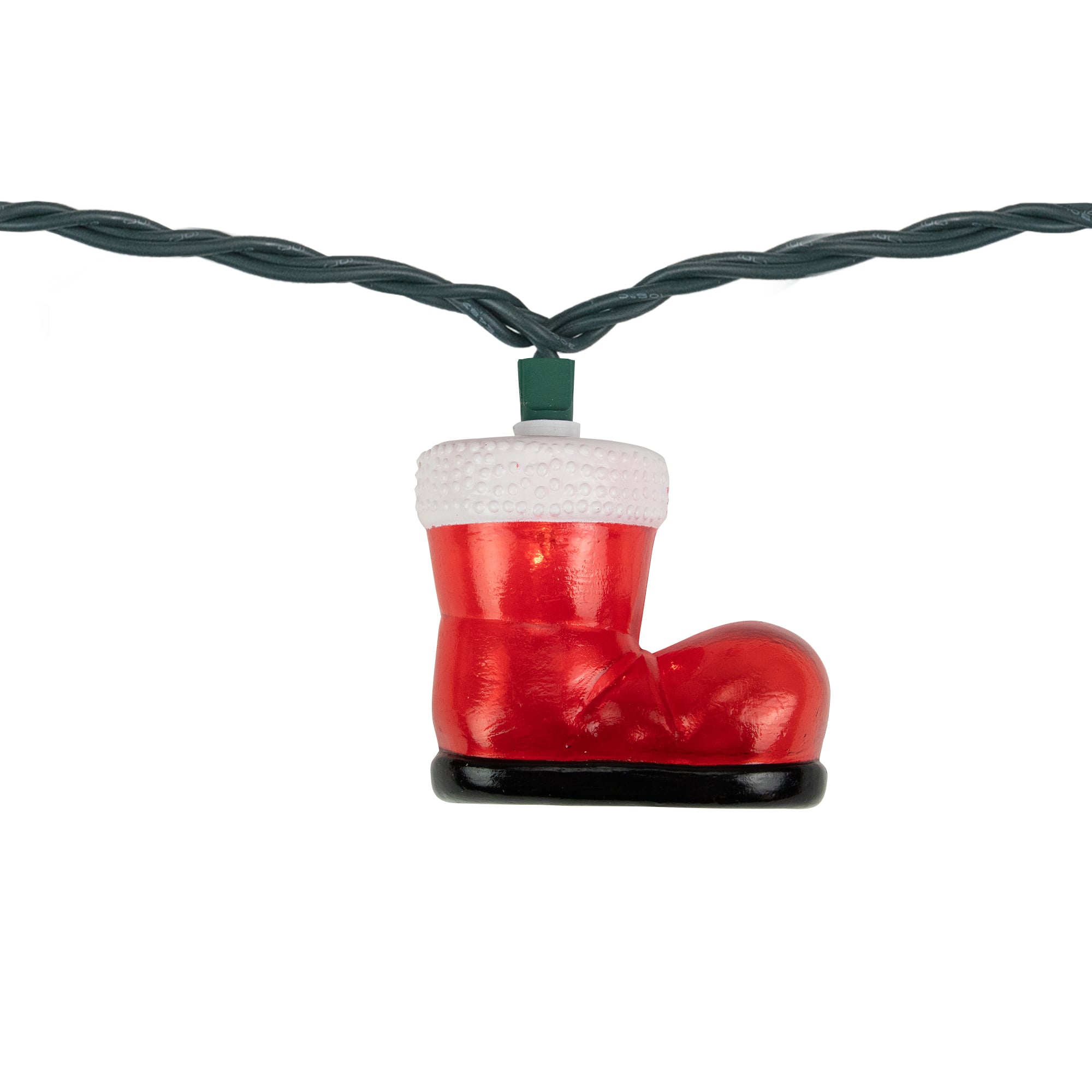 10-Count Santa's Boots Christmas Light Set  7.5ft Green Wire