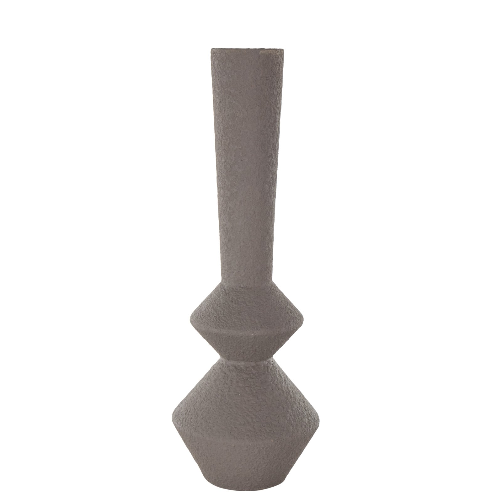 24.75" Dark Gray Metal Art Deco Fluted Decorative Vase