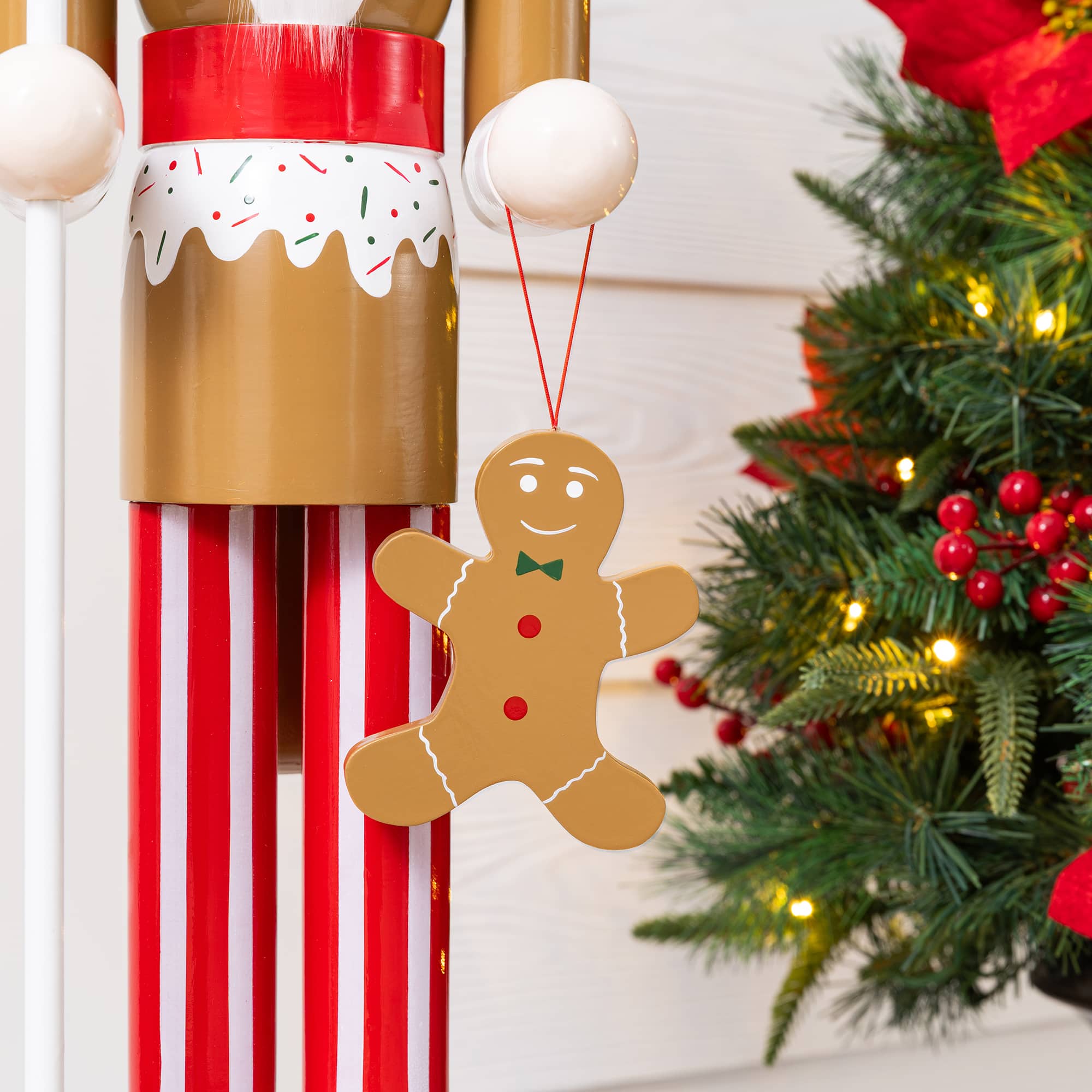 Glitzhome® 42" Wooden Christmas Gingerbread Man Nutcracker