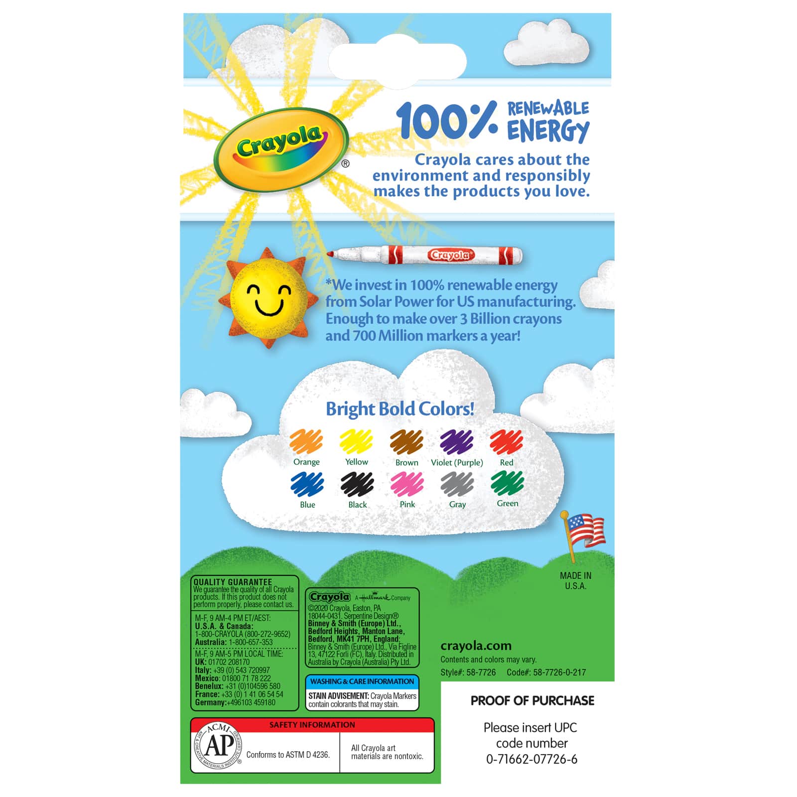 Crayola® Classic Colors Fine Line Markers, 6 Packs of 10