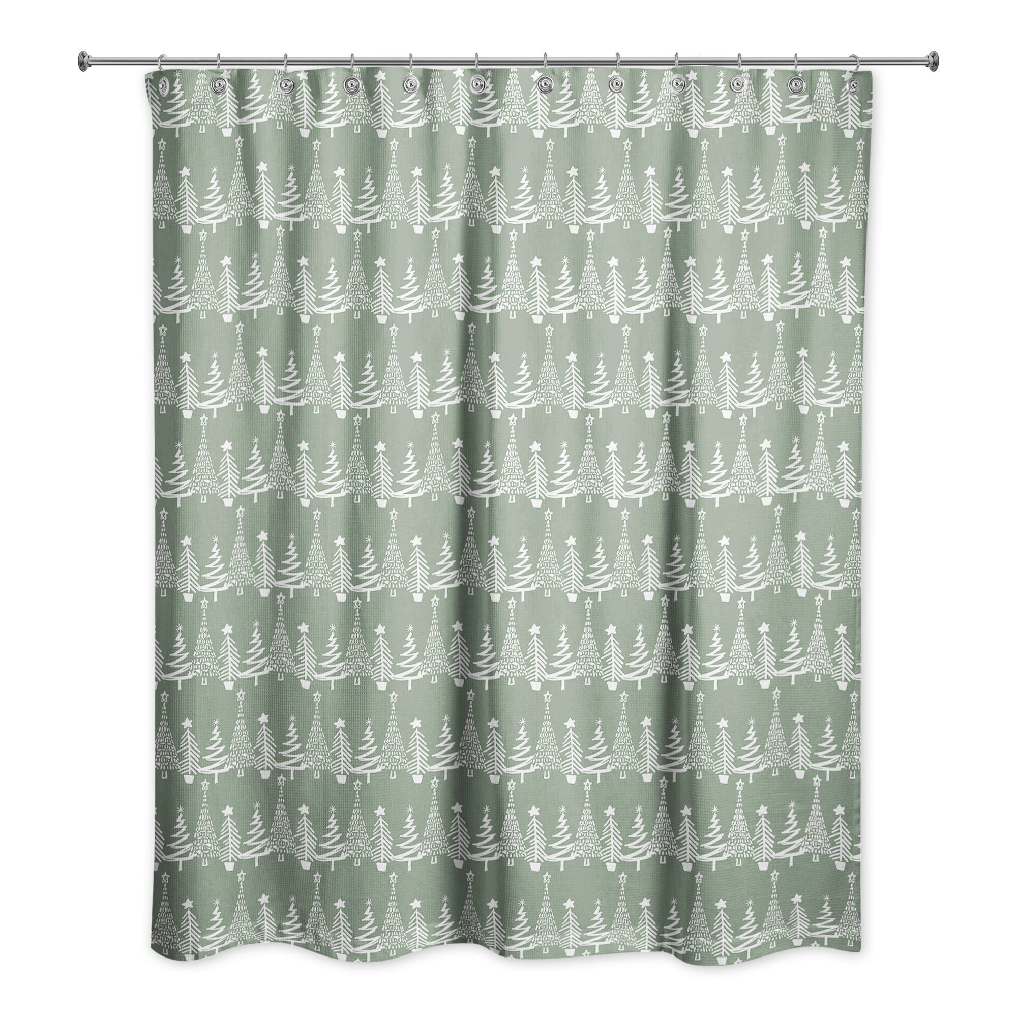 Sage Christmas Tree Pattern Shower Curtain