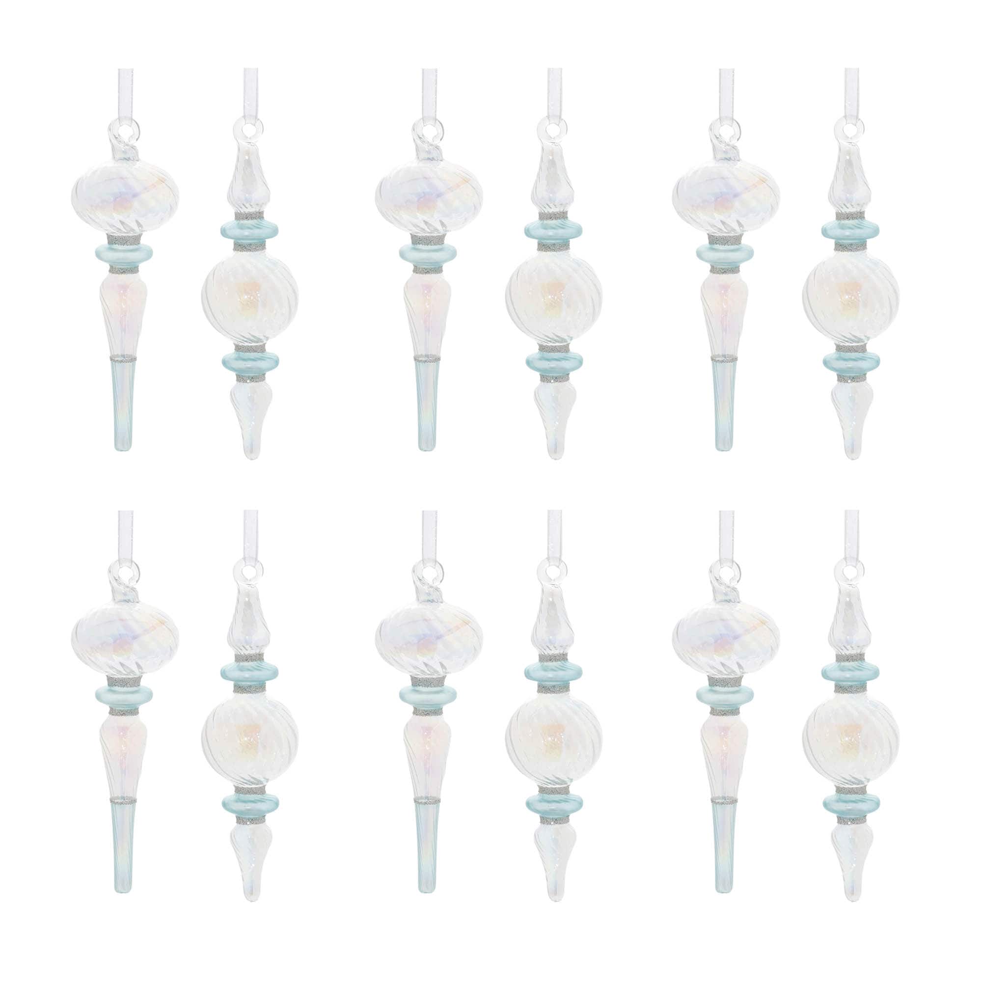 5.5" Iridescent Finial Drop Ornament Set
