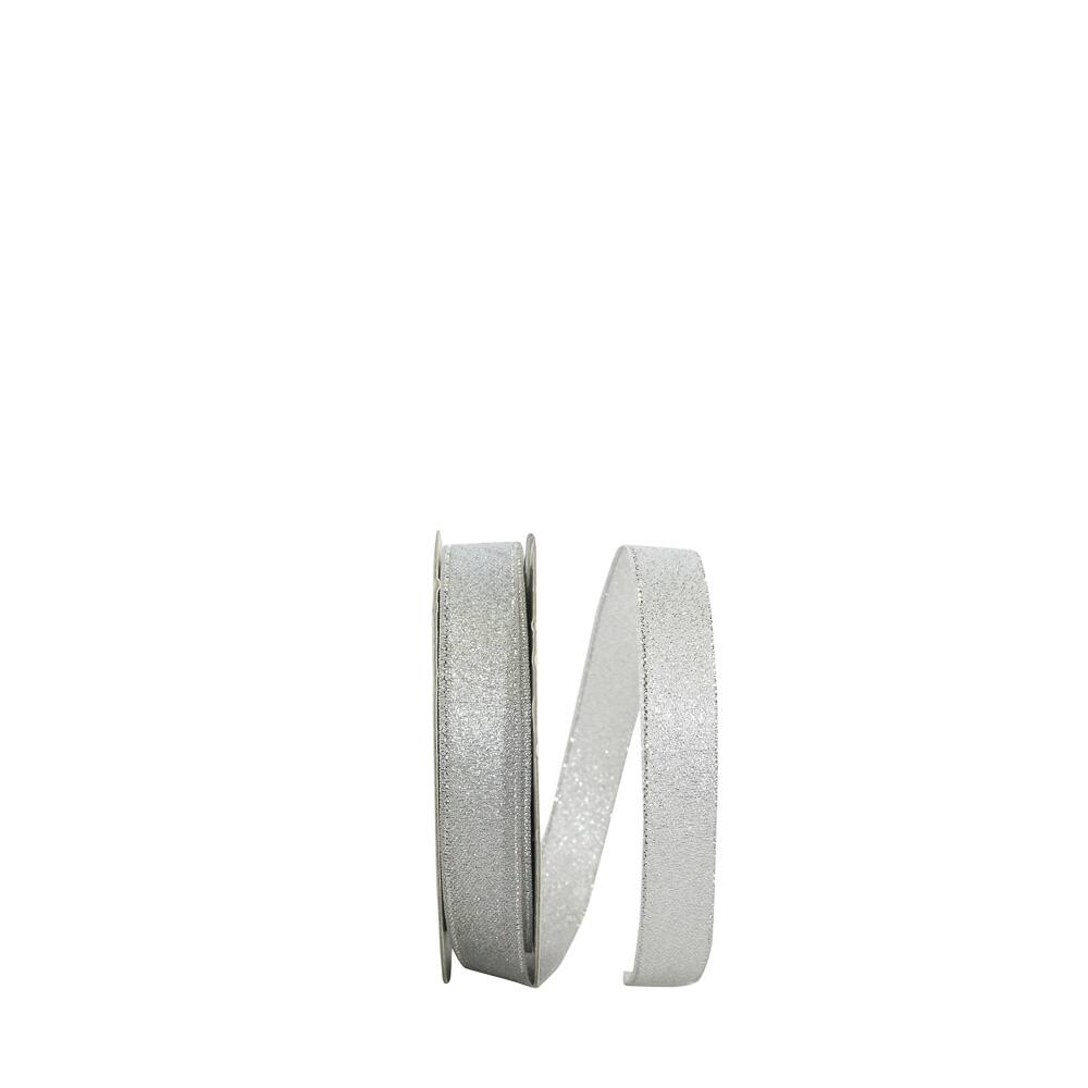 JAM Paper /8" x 25yd. Silver Woven Shimmer Wired Ribbon