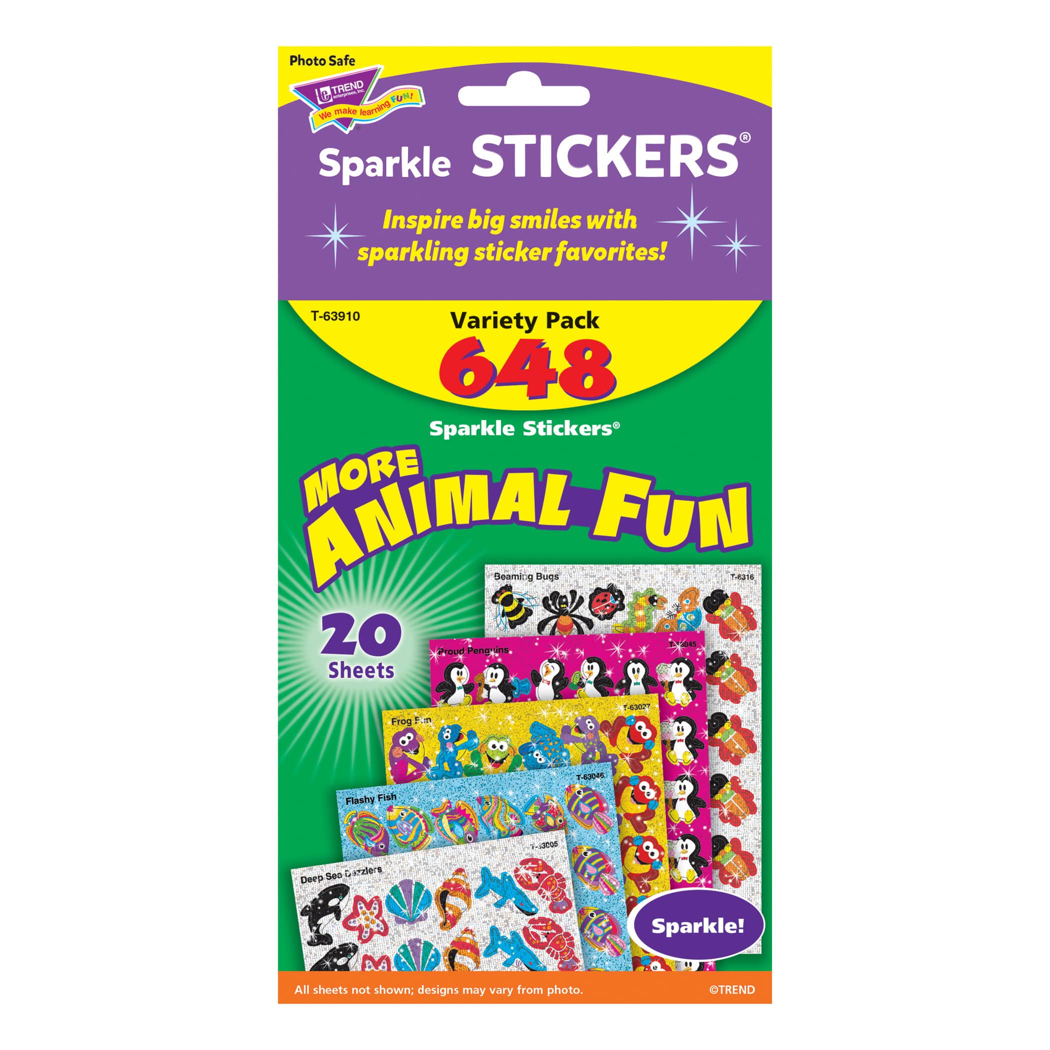 TREND Enterprises® Sparkle Stickers® Animal Fun Sticker Sheets, 20ct.