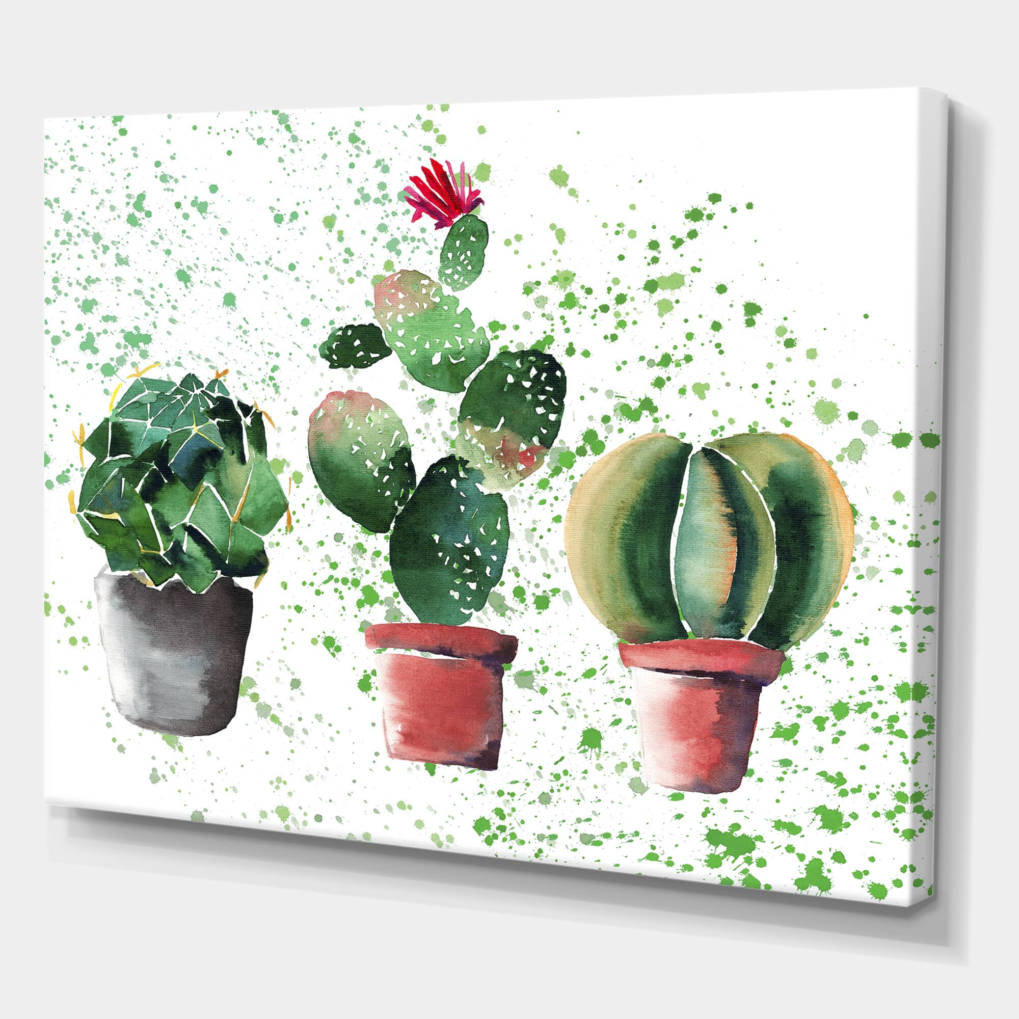 Designart - Three Cacti In Clay Pots