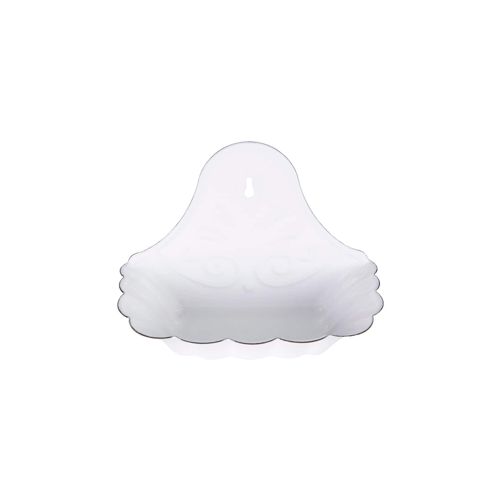 6" White Enameled Metal Soap Dish