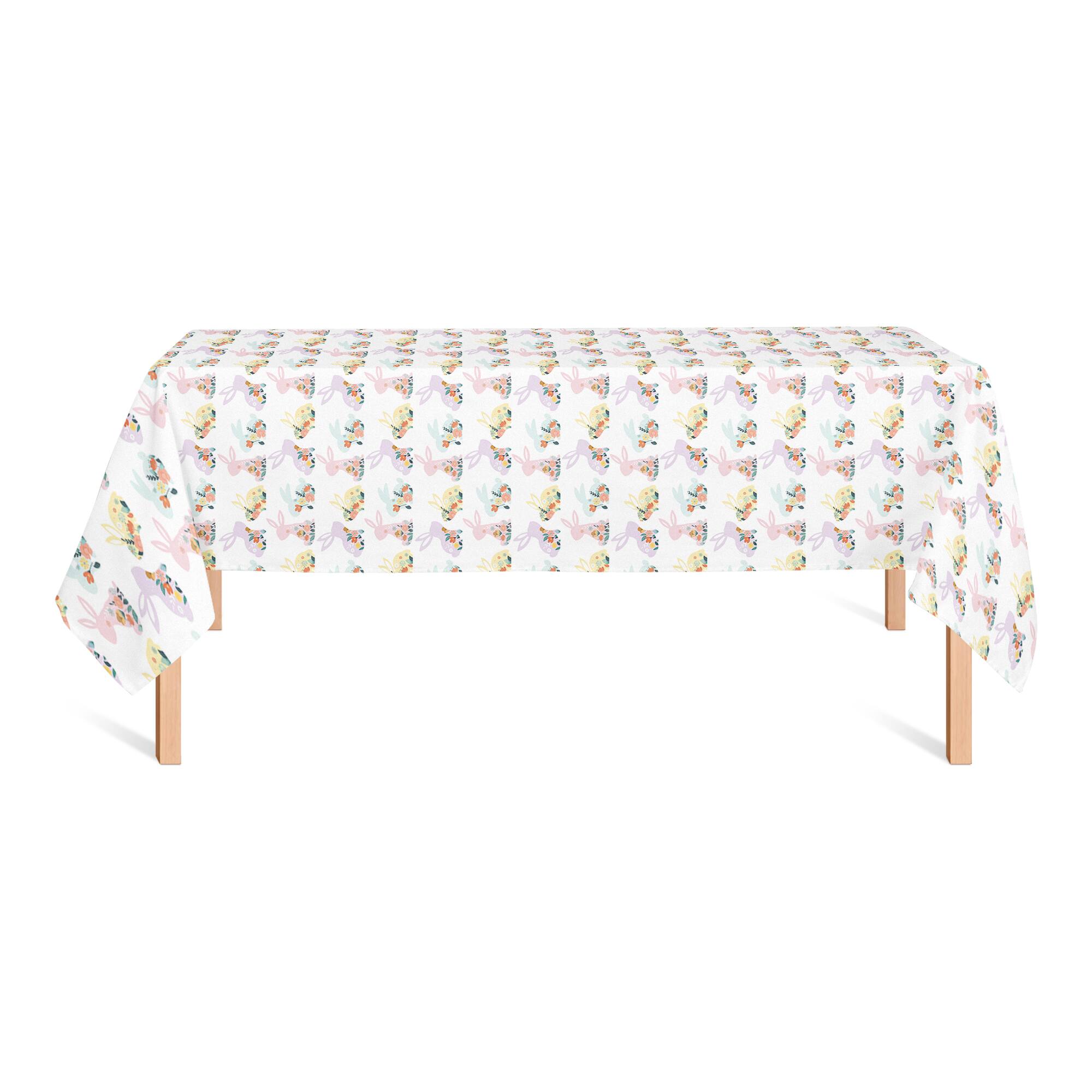 Pastel Floral Rabbits 58" x 102" Tablecloth