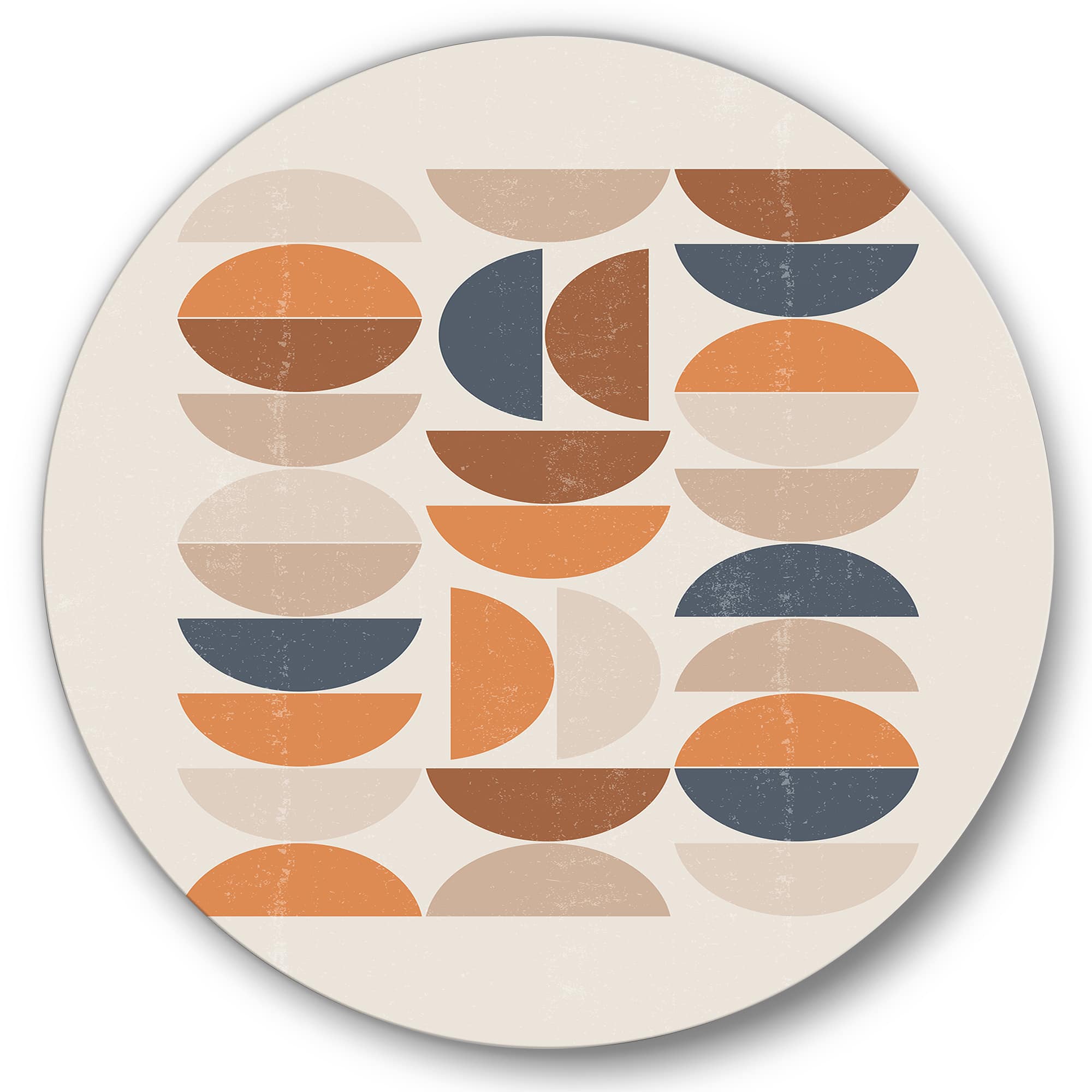 Designart - Abstract Sun and Moon S In Blue and Orange - Modern Metal Circle Wall Art