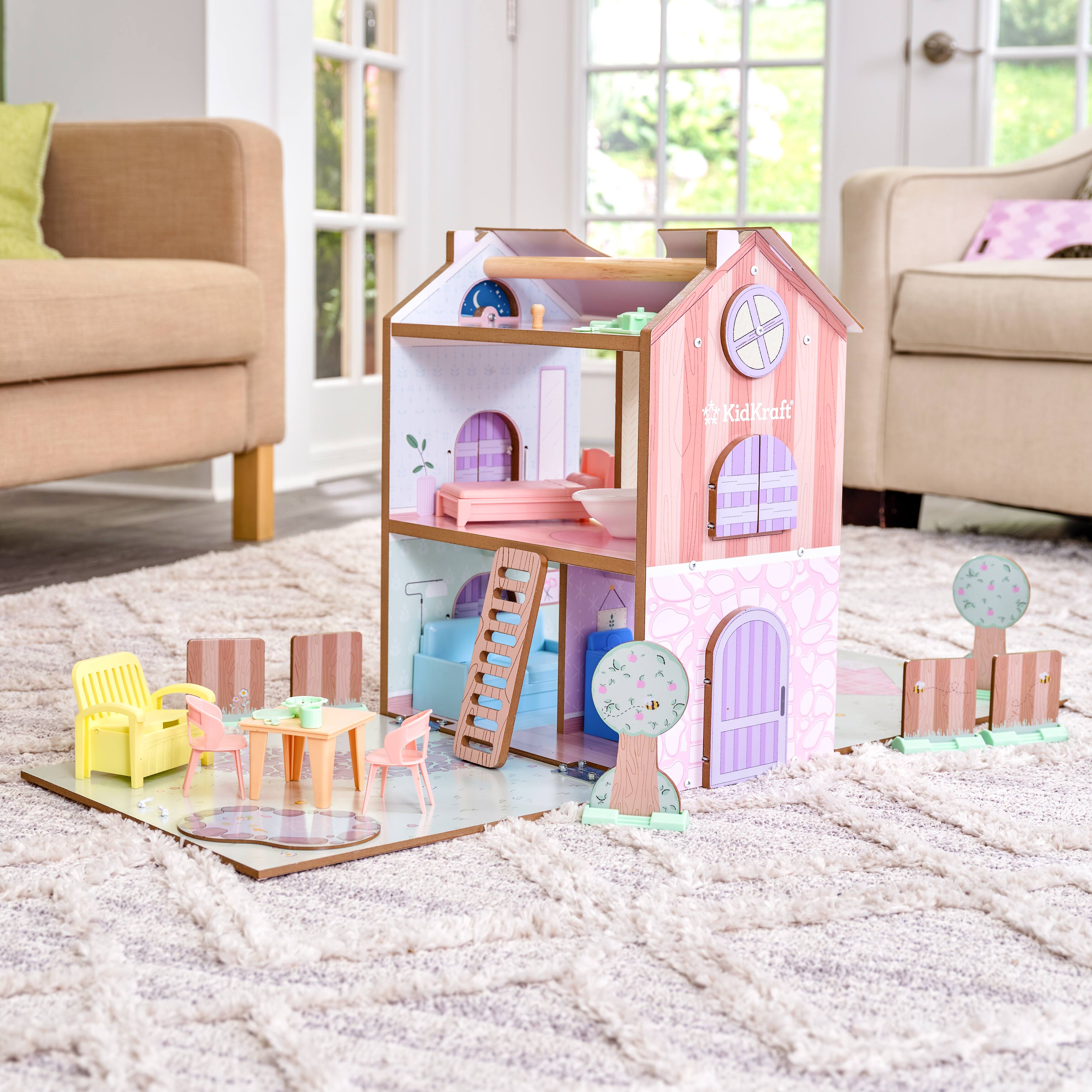 KidKraft Play & Store Cottage Wooden Dollhouse with 36 Accessories