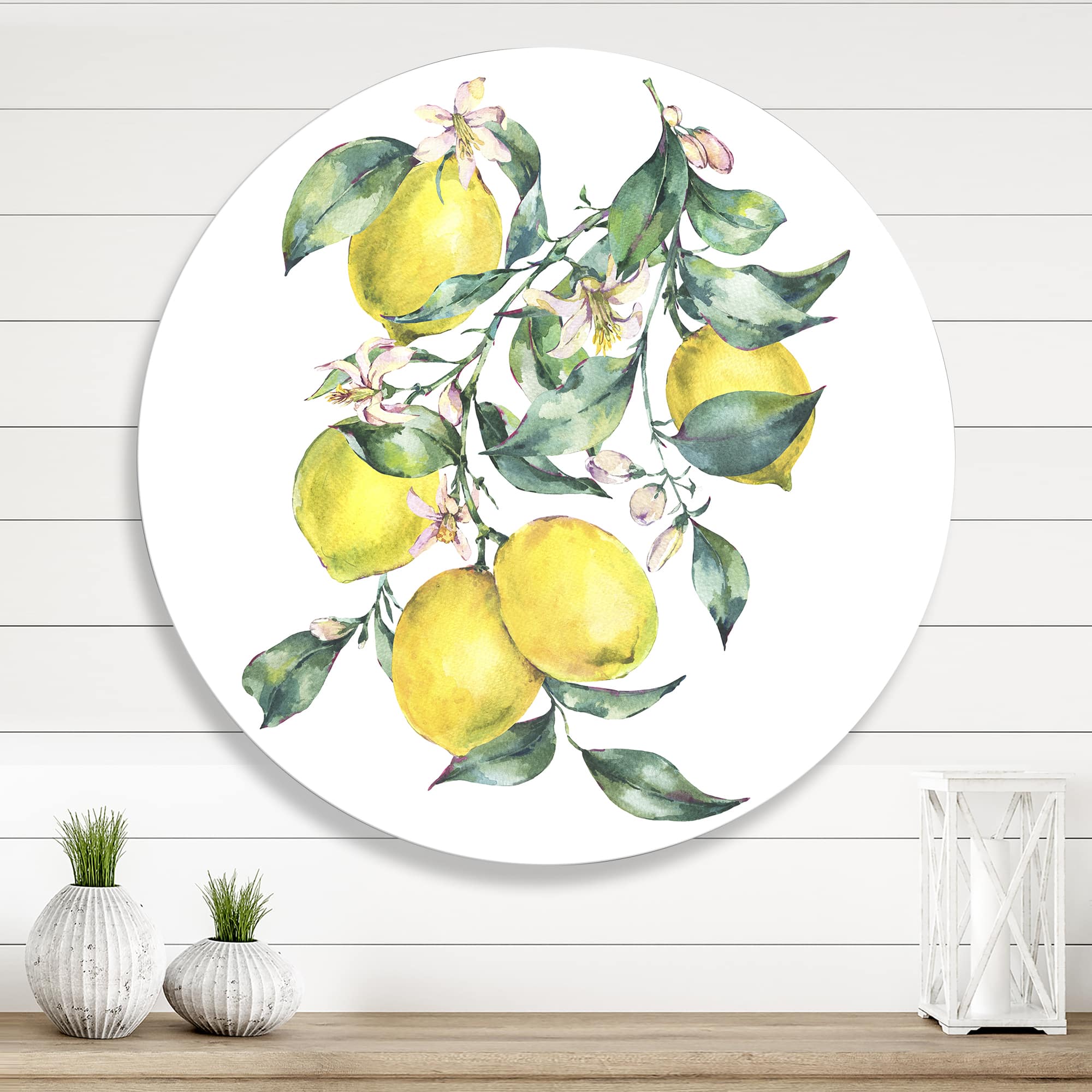 Designart - Branch of Yellow Lemons and Leaves I