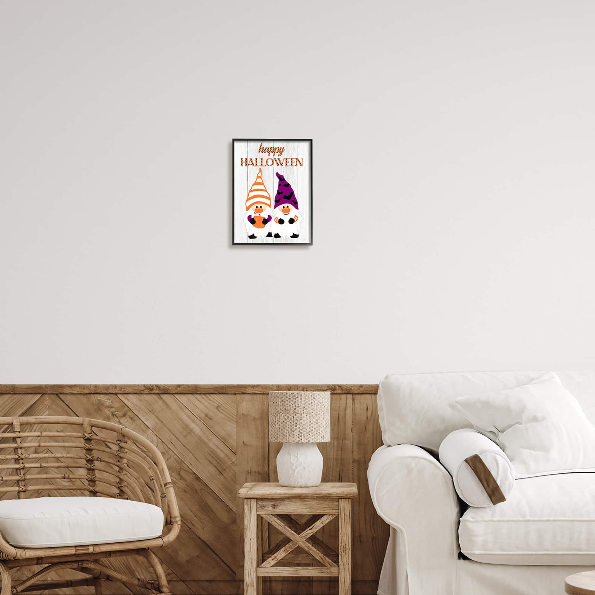 Stupell Industries Happy Halloween Seasonal Gnomes Framed Giclee Art