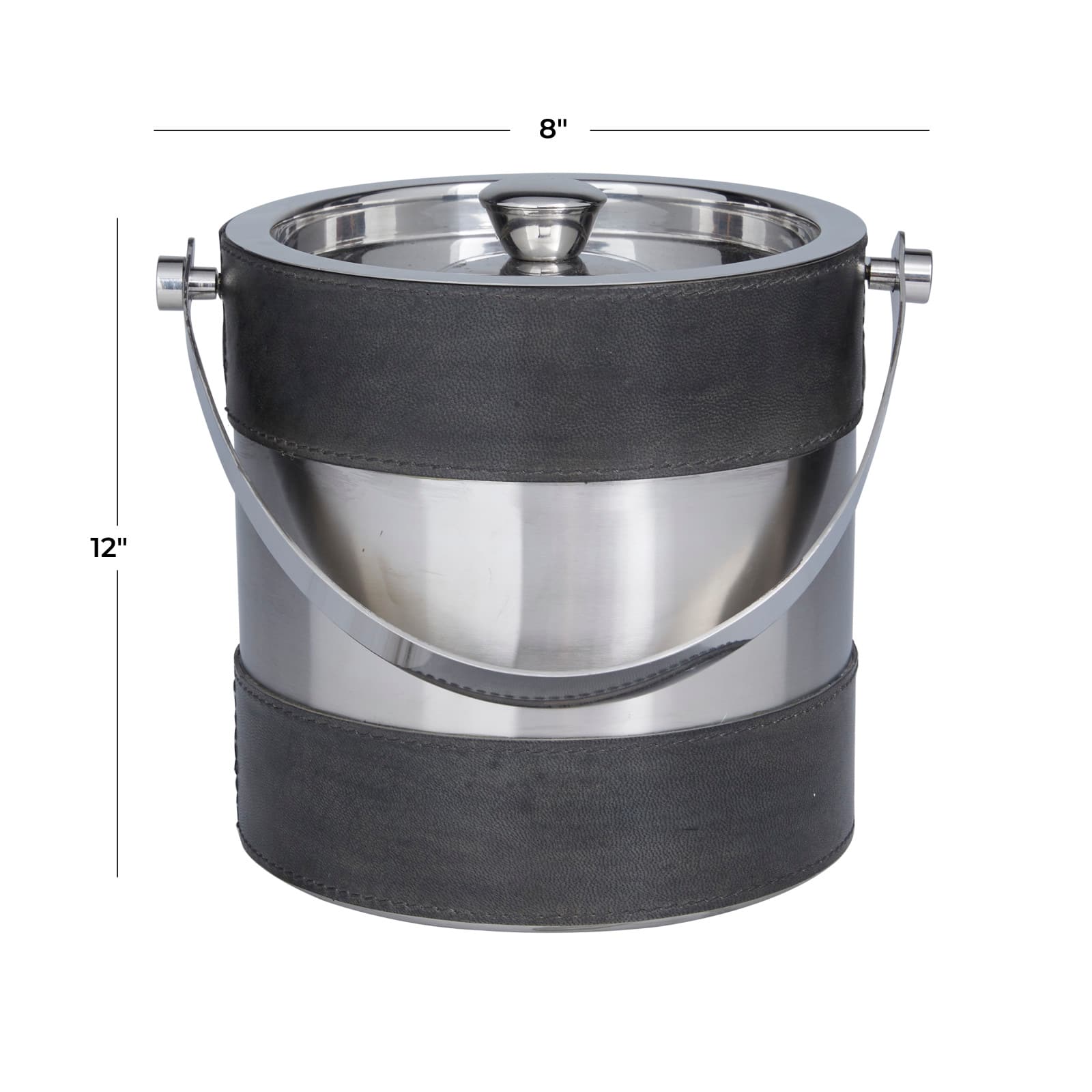 Grey Modern Ice Bucket, 8" x 7" x 12"