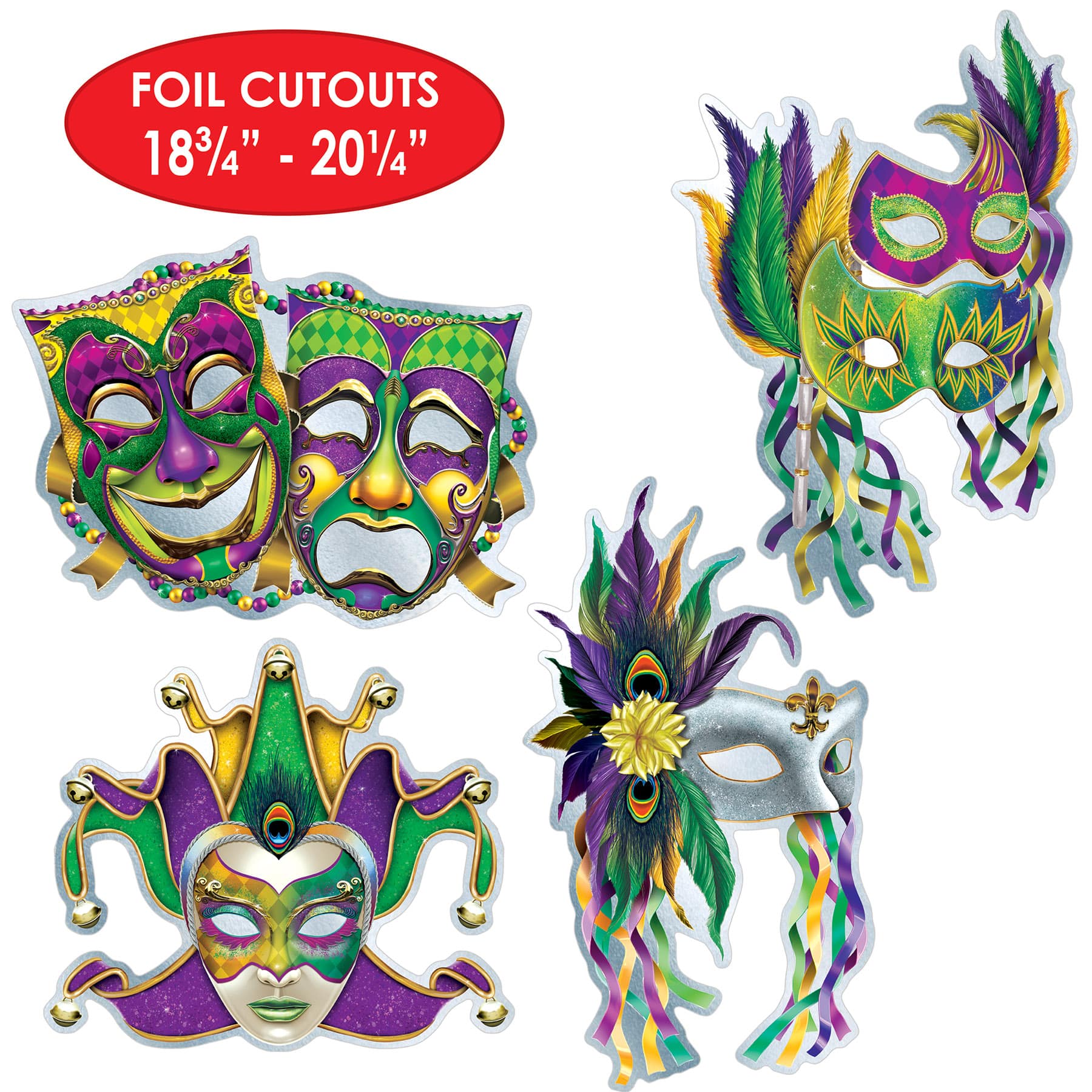 Beistle Foil Mardi Gras Mask Cutouts, 4ct.