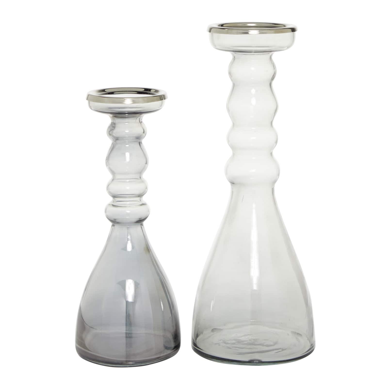 Glass Contemporary Candle Holder Set