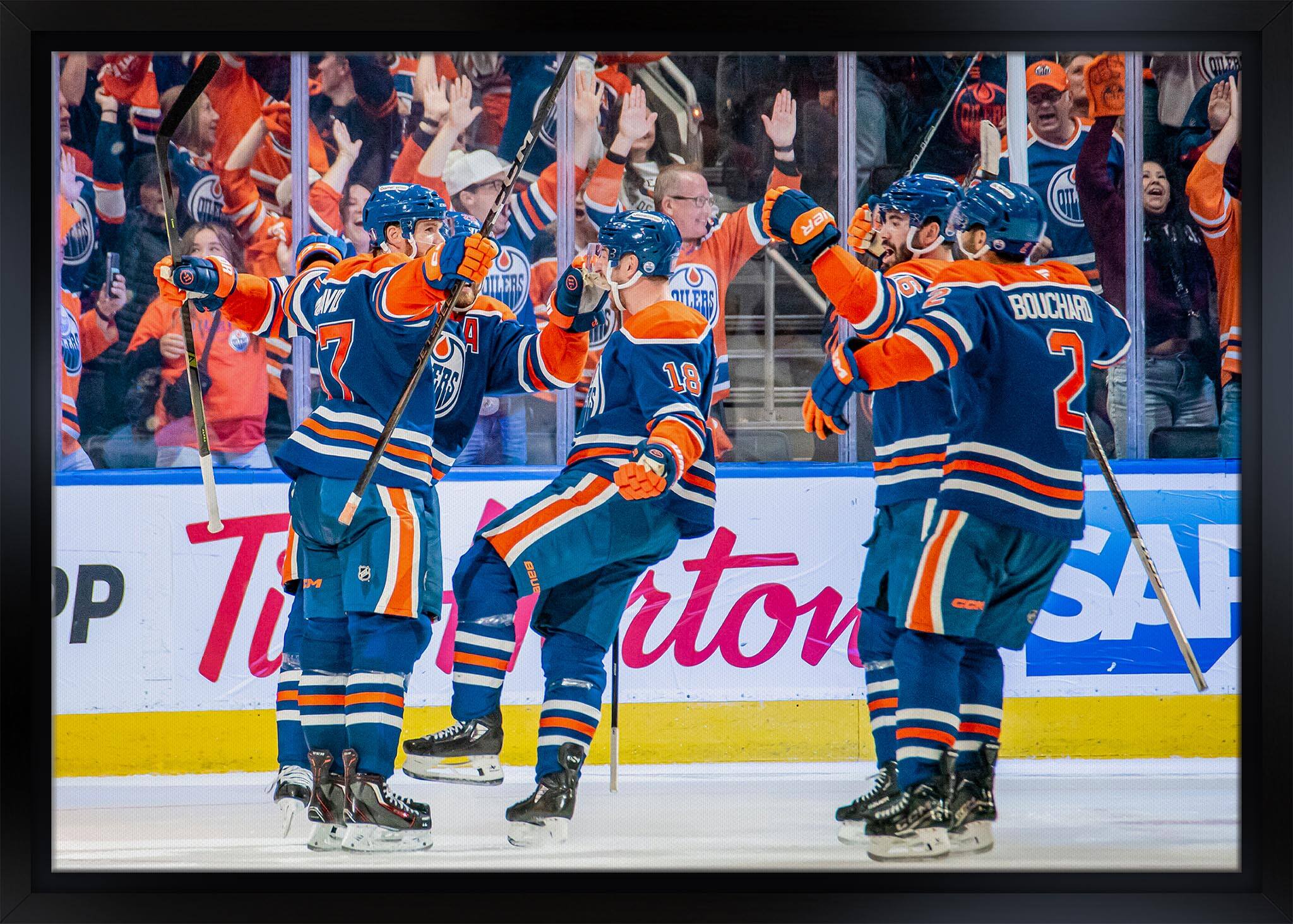 2025 Oilers Celebration 20" x 29" Framed Canvas 2025 Playoffs 31.5" x 22.5"