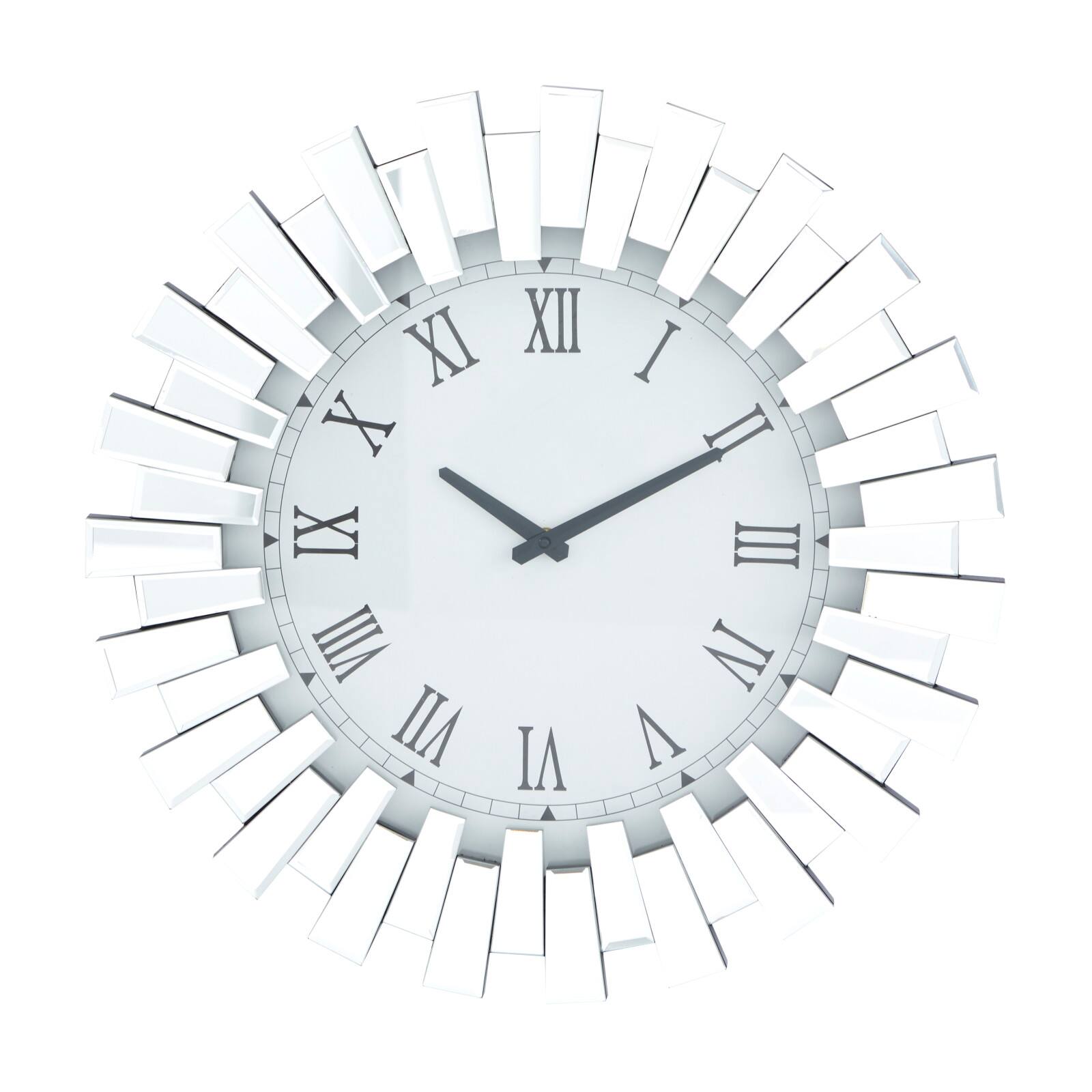 Silver MDF Glam Wall Clock, 20" x 3" x 20"