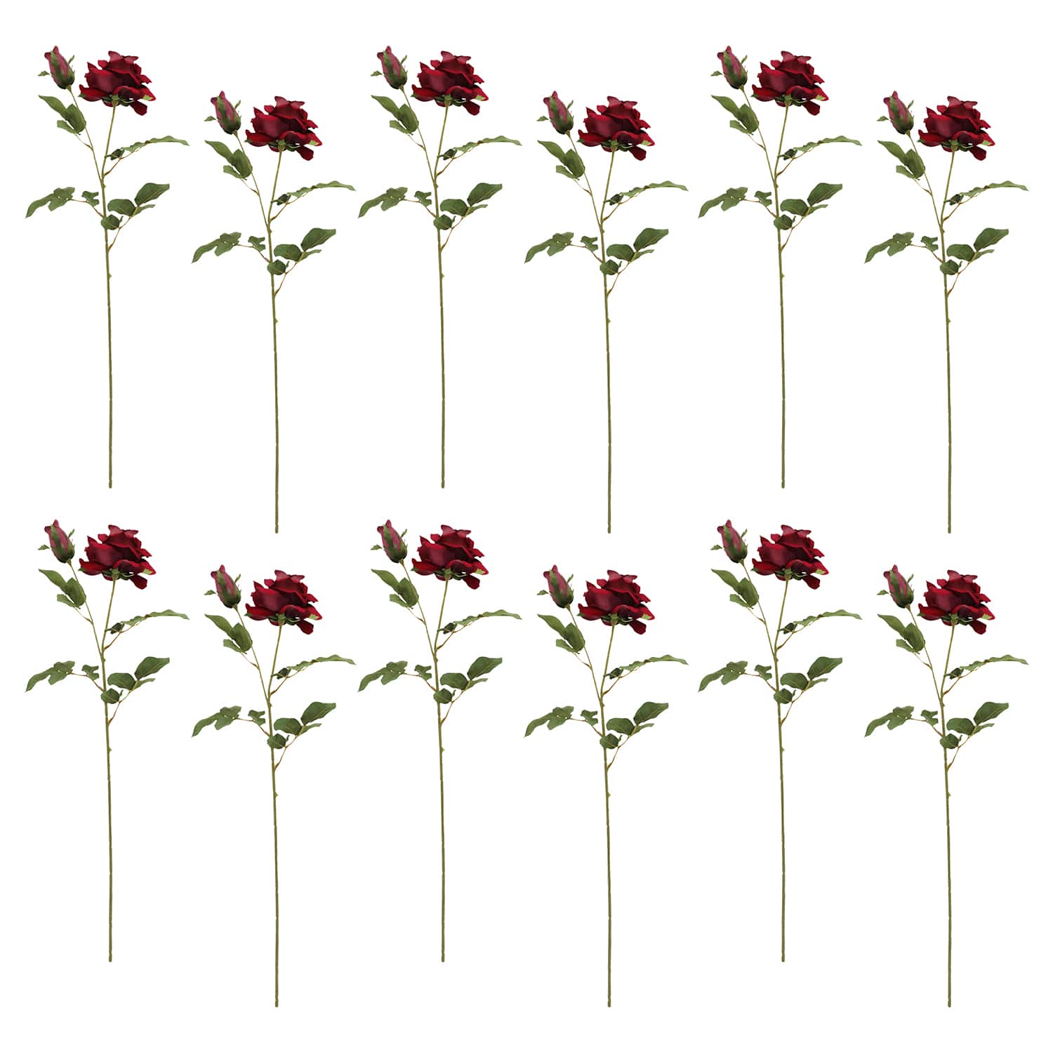 12 Pack: 29.5" Burgundy Velvet Rose Stem by Ashland®