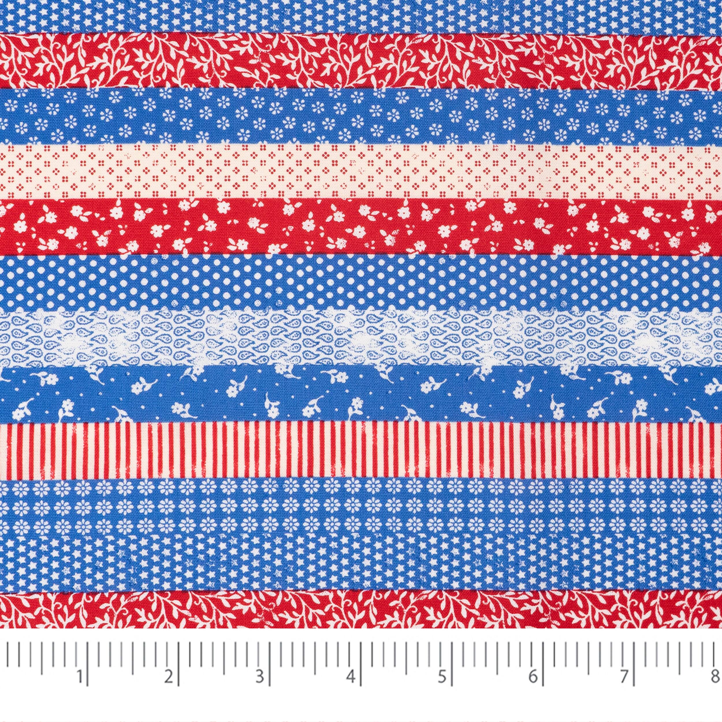 SINGER Americana Floral Stripes Cotton Fabric