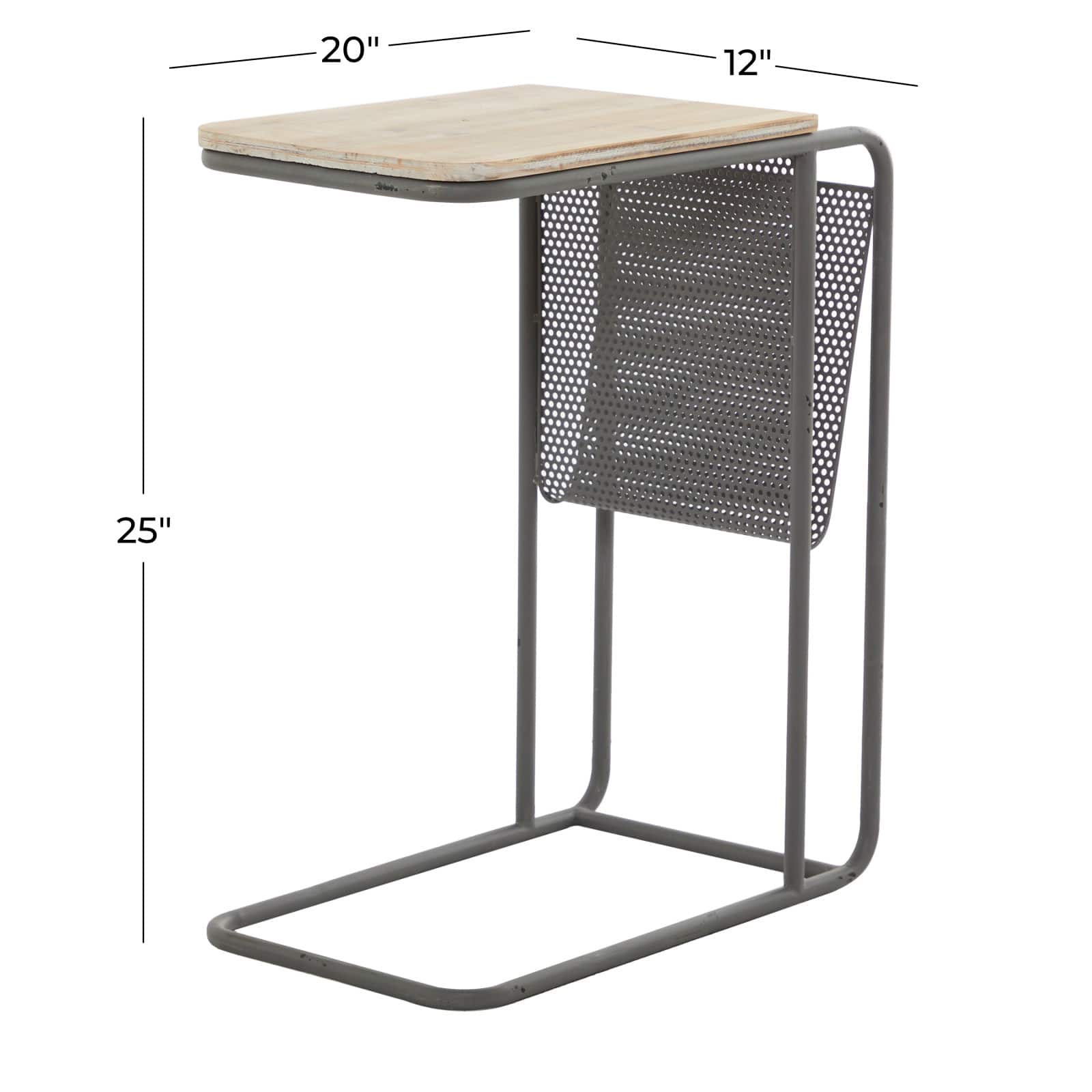 Black Metal Industrial Accent Table 25" x 20" x 12"