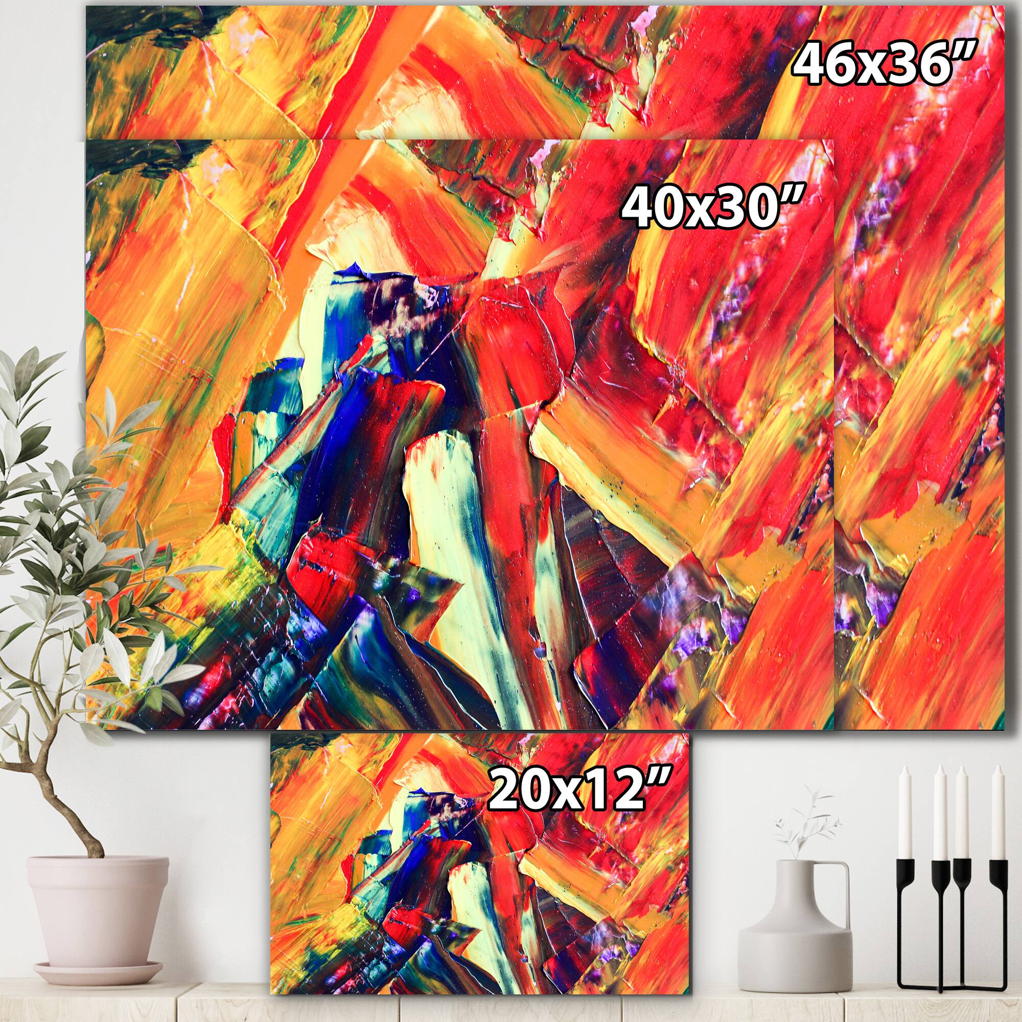 Designart - Oil On Canvas Textured Composition III - Modern & Contemporary Canvas Wall Art Print