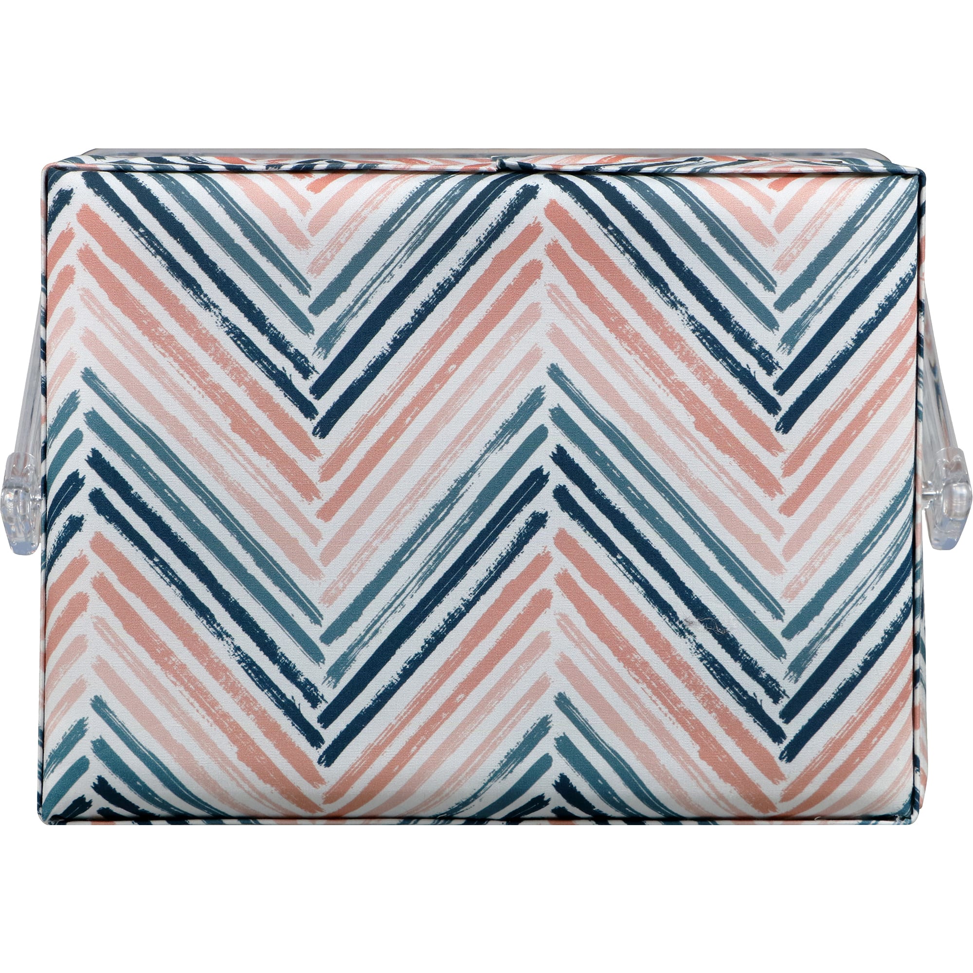 SINGER® Large Teal Zig Zag Print Premium Sewing Basket with Sew Kit