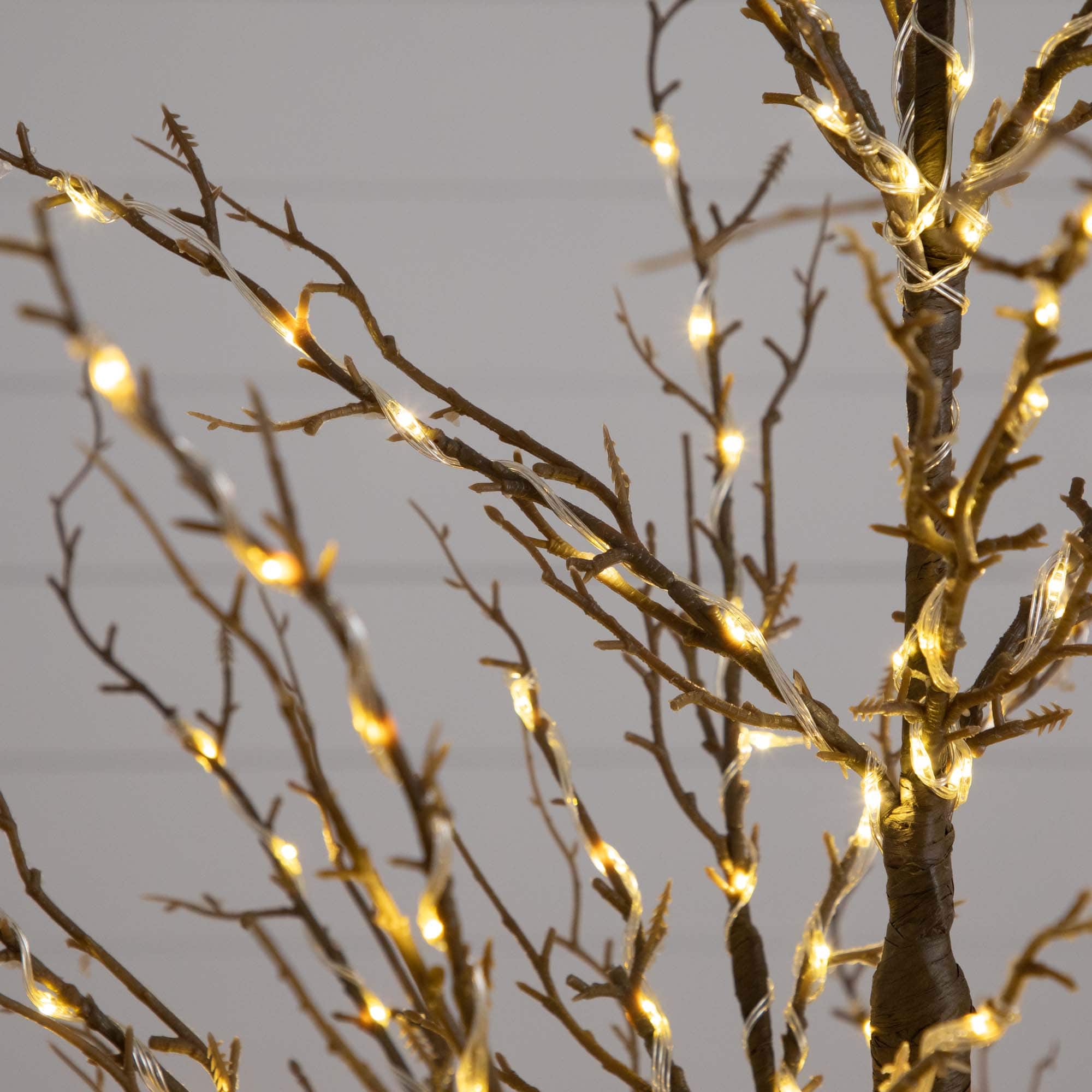 5ft. Pre-Lit Artificial Christmas Twig Tree, Warm White LED Lights