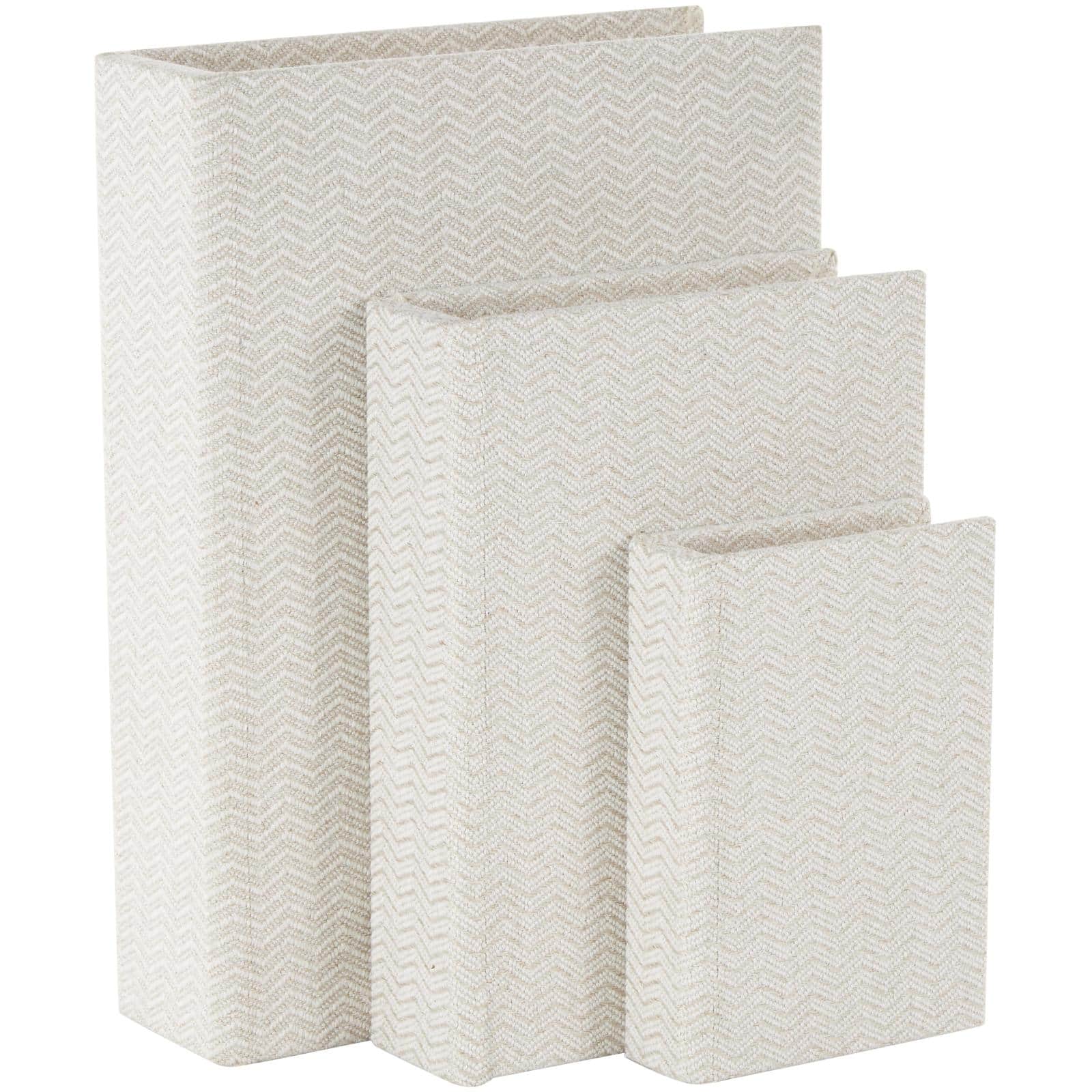 Cream Fabric Storage Book Box Set
