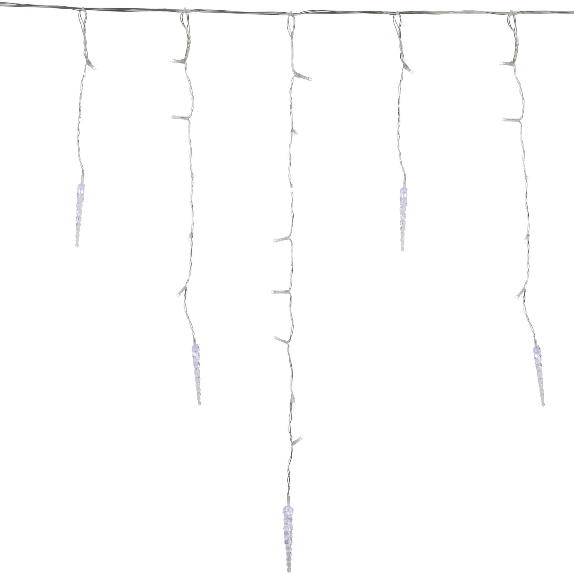 LED Ice Pillars Christmas Icicle Light Set - Pure White - 29' Clear Wire - 360ct