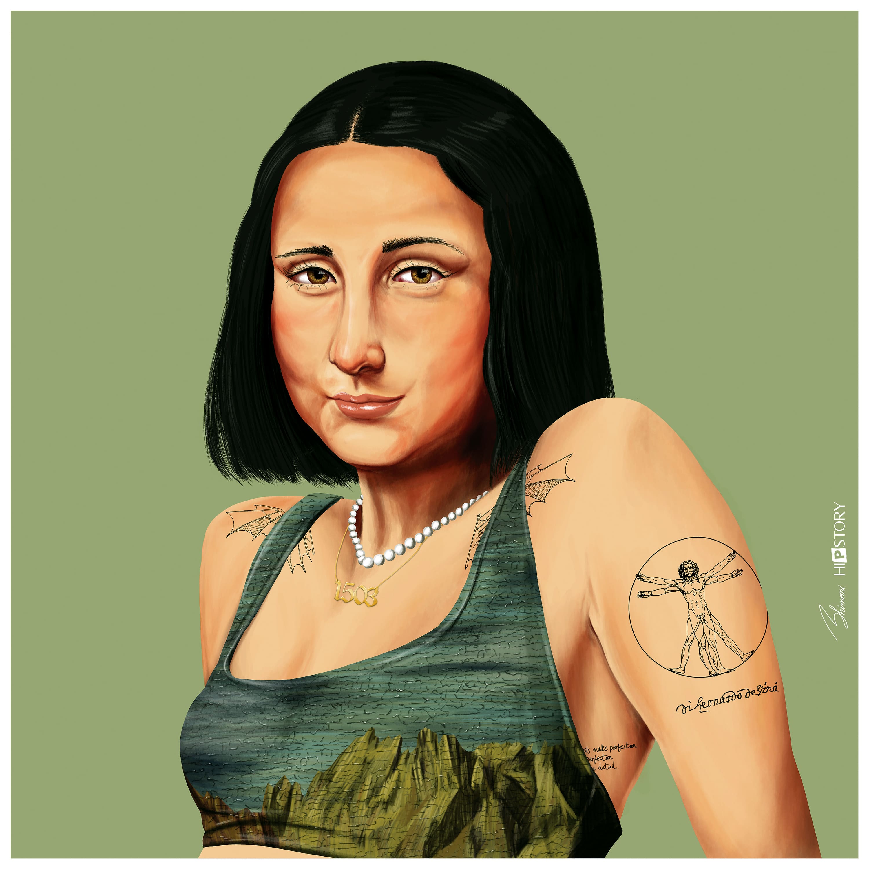 Empire Art Direct Hipstory™ 24" x 24" Hip Mona Lisa Frameless Free Floating Printed Tempered Glass Wall Art