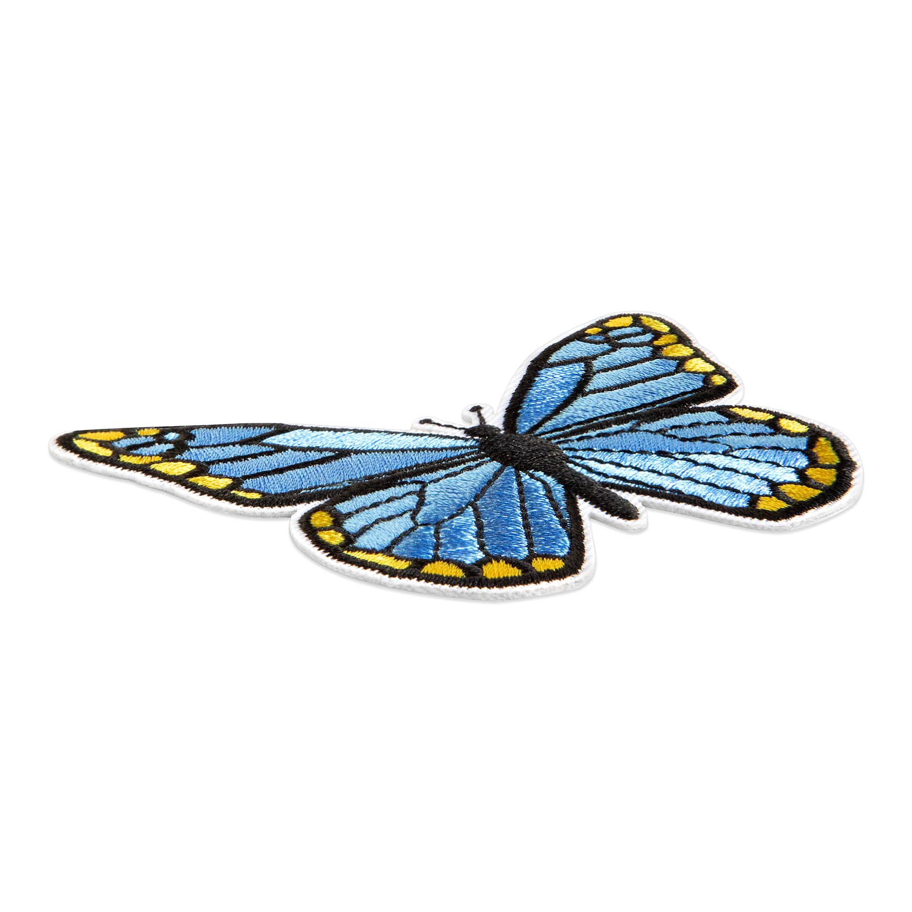 Blue Butterfly Embroidered Iron-On & Adhesive Patch by Make Market®