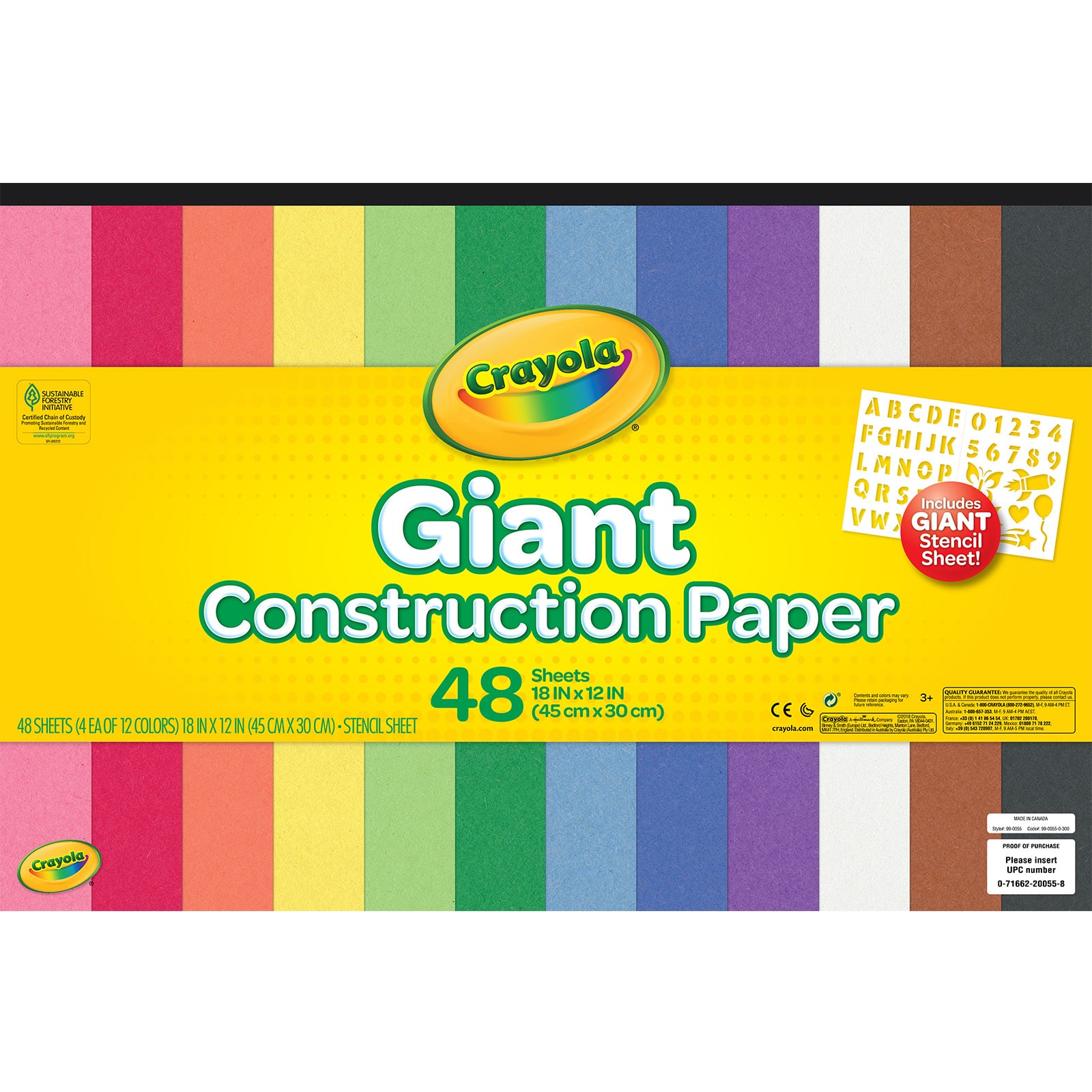16 Packs: 48 ct. (768 total) Crayola® Giant Construction Papers with Stencil