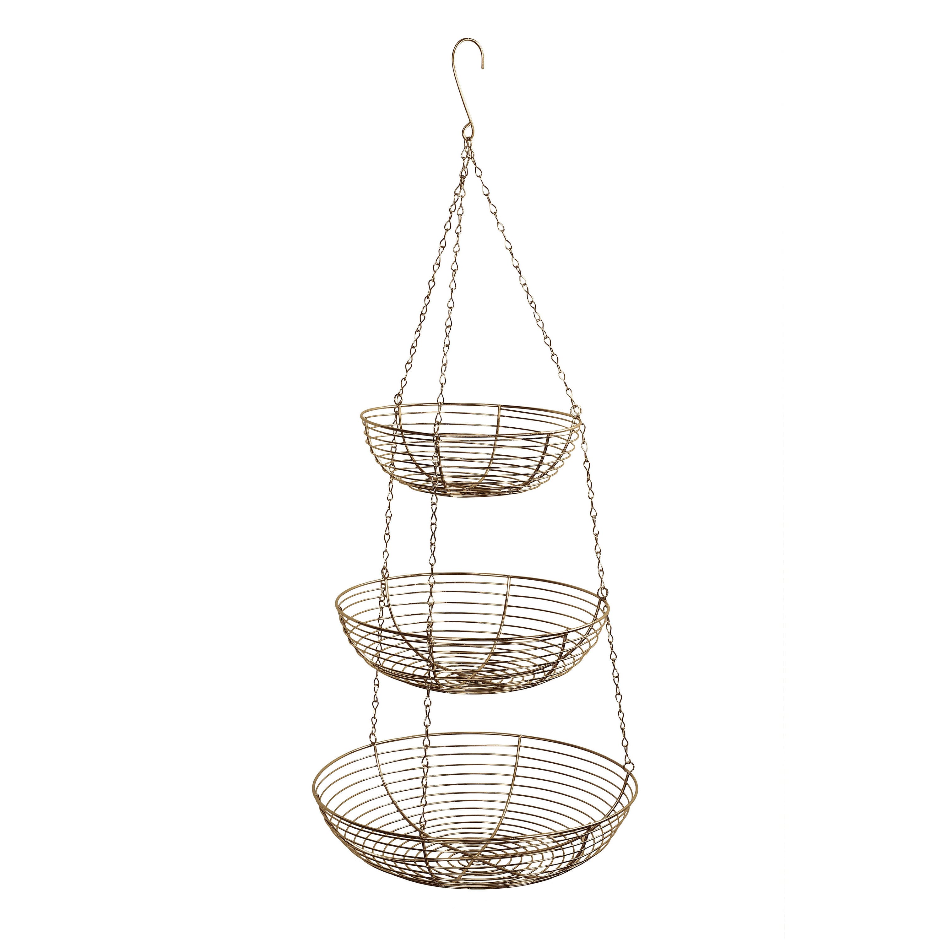 6 Pack: 12" Gold & Copper 3-Tier Hanging Metal Basket