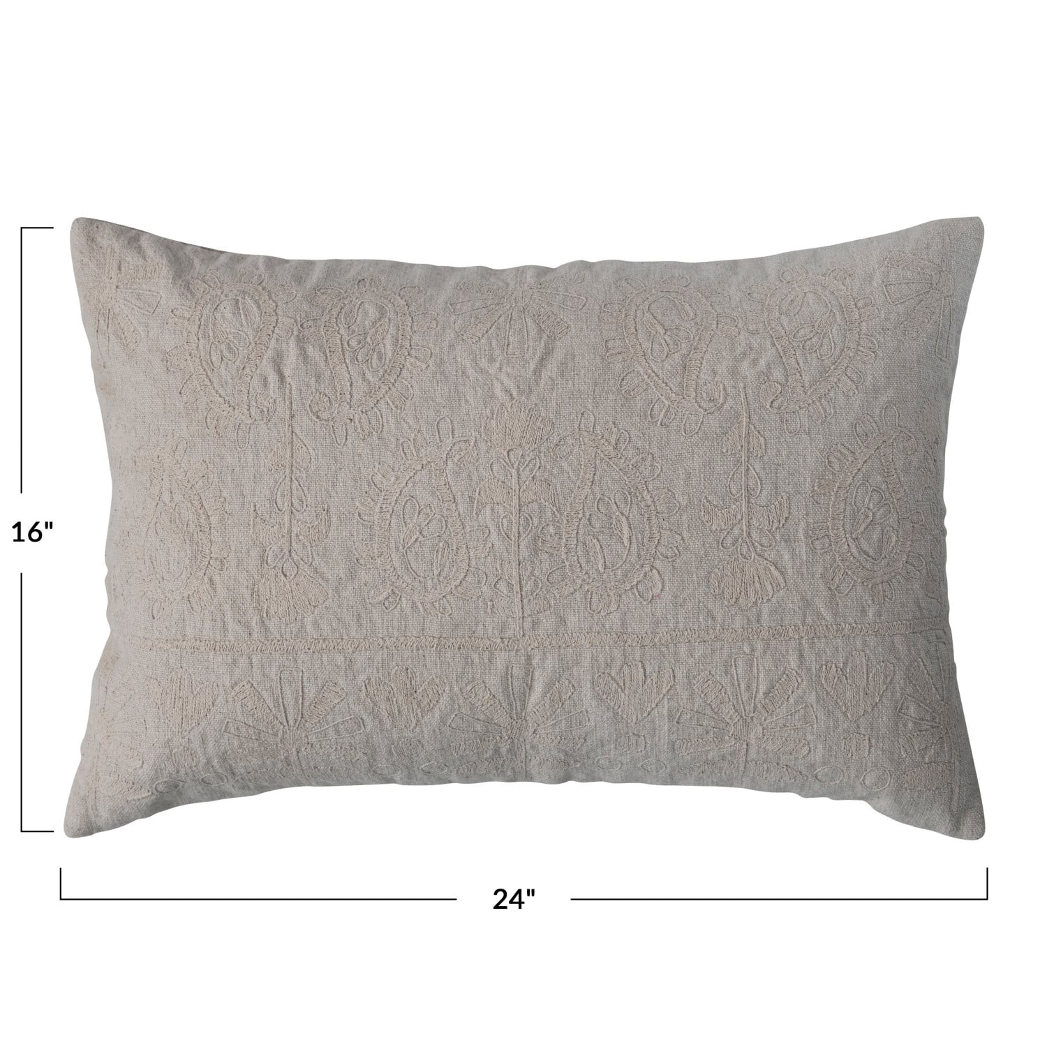 Hello Honey® Cream Embroidered Paisley Pattern Cotton Lumbar Pillow
