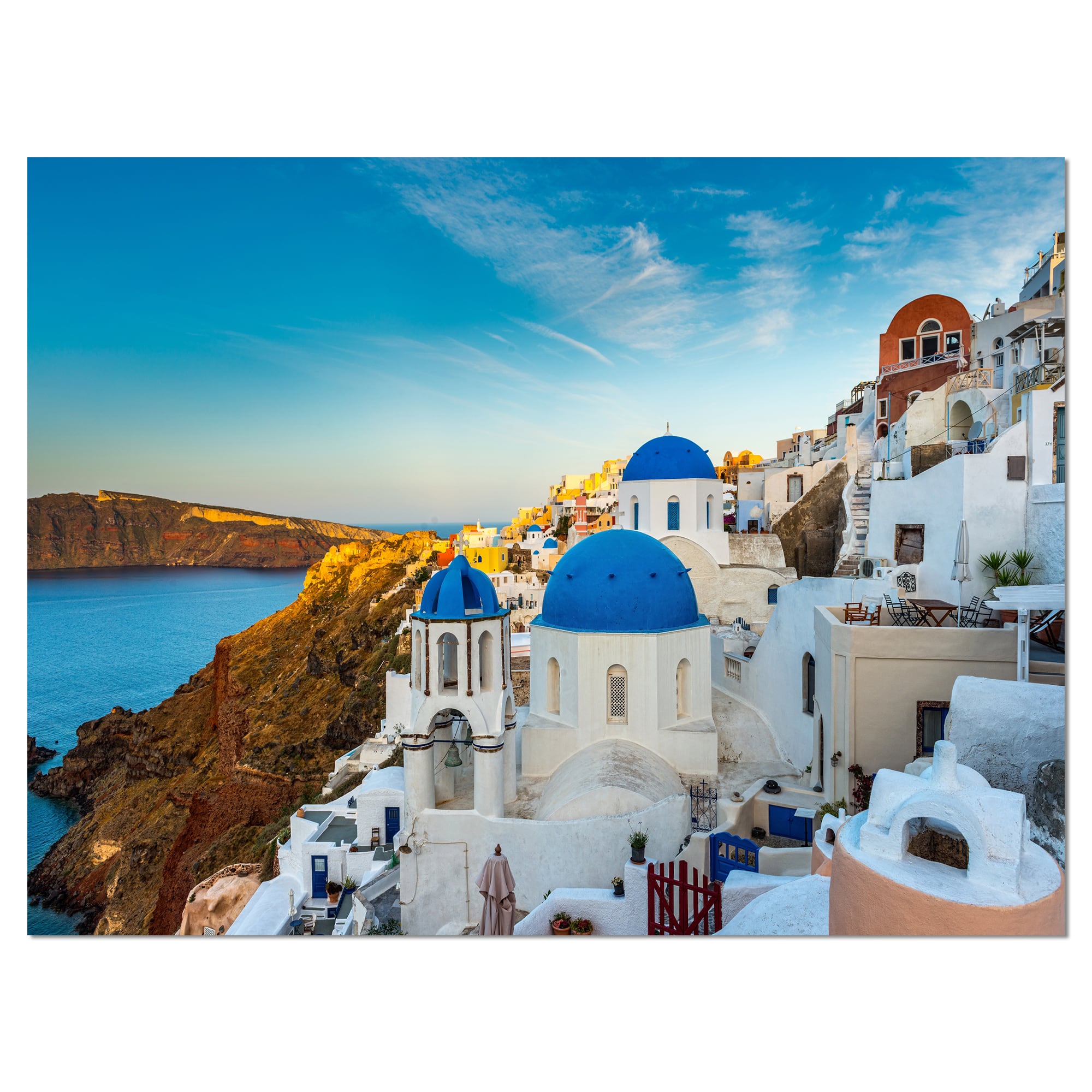 Designart - Beautiful Santorin Houses Greece - Large Cityscape Art Print on Canvas