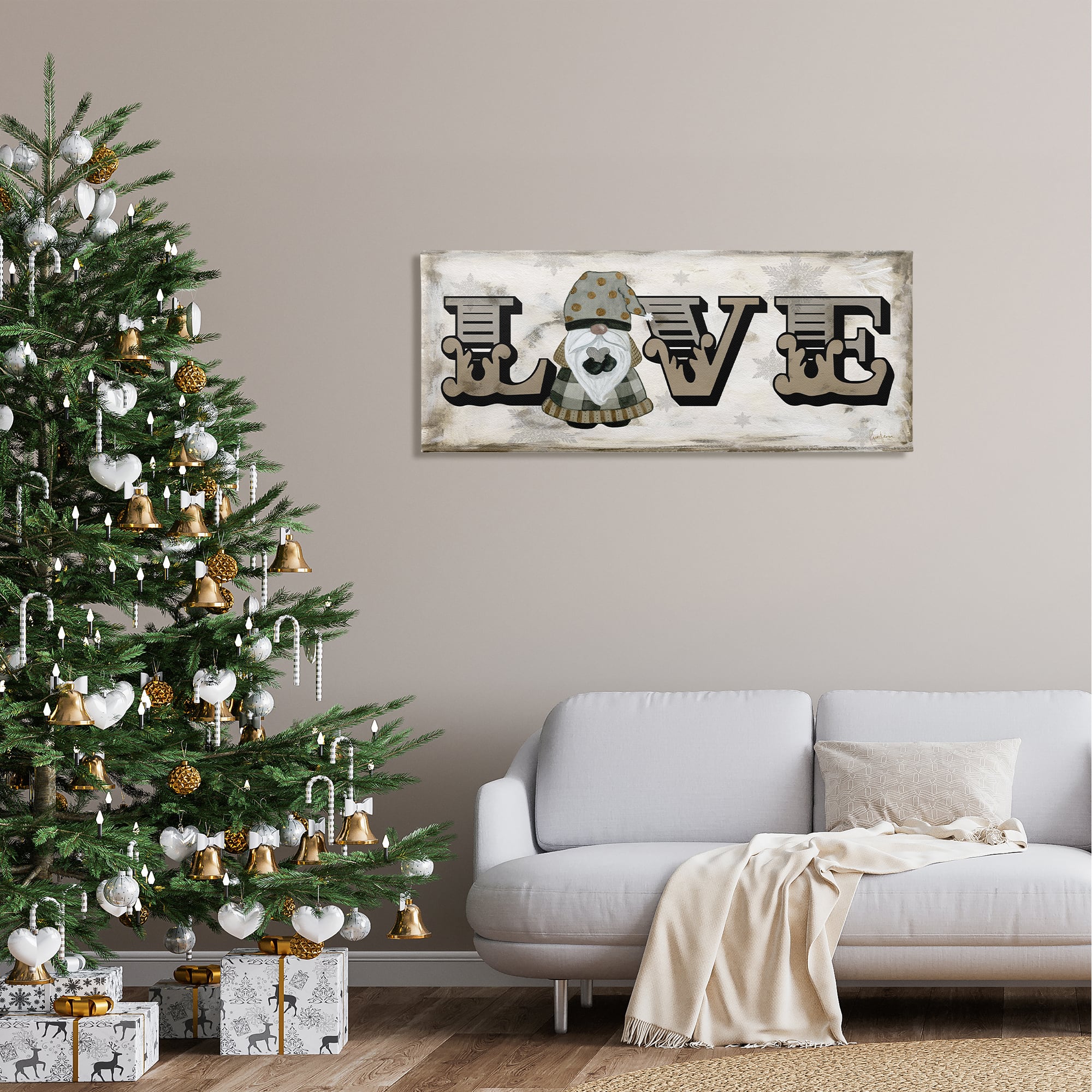 Stupell Industries Holiday Patterned Love Gnome Canvas Wall Art
