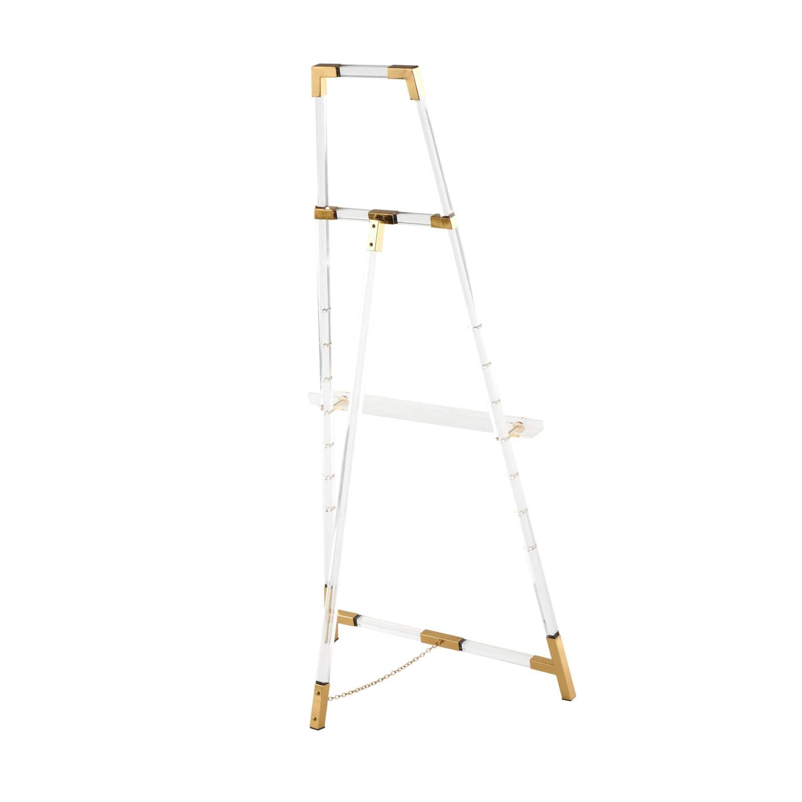 56.5" Clear Acrylic Plastic Adjustable 7-Tier Display Easel with Gold Accents & Chain Support