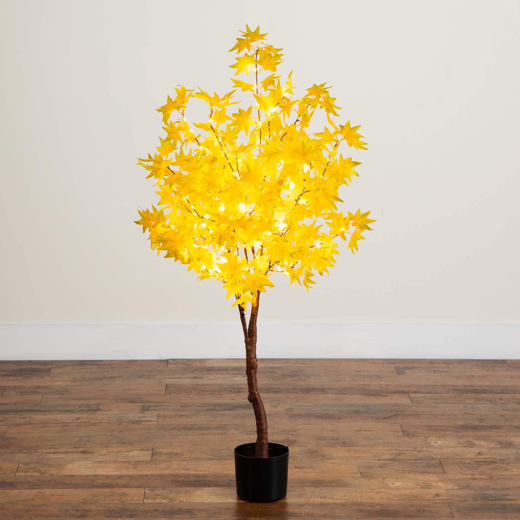 4ft. Pre-Lit Yellow Autumn Maple Artificial Fall Tree with 150 Warm White LED Lights