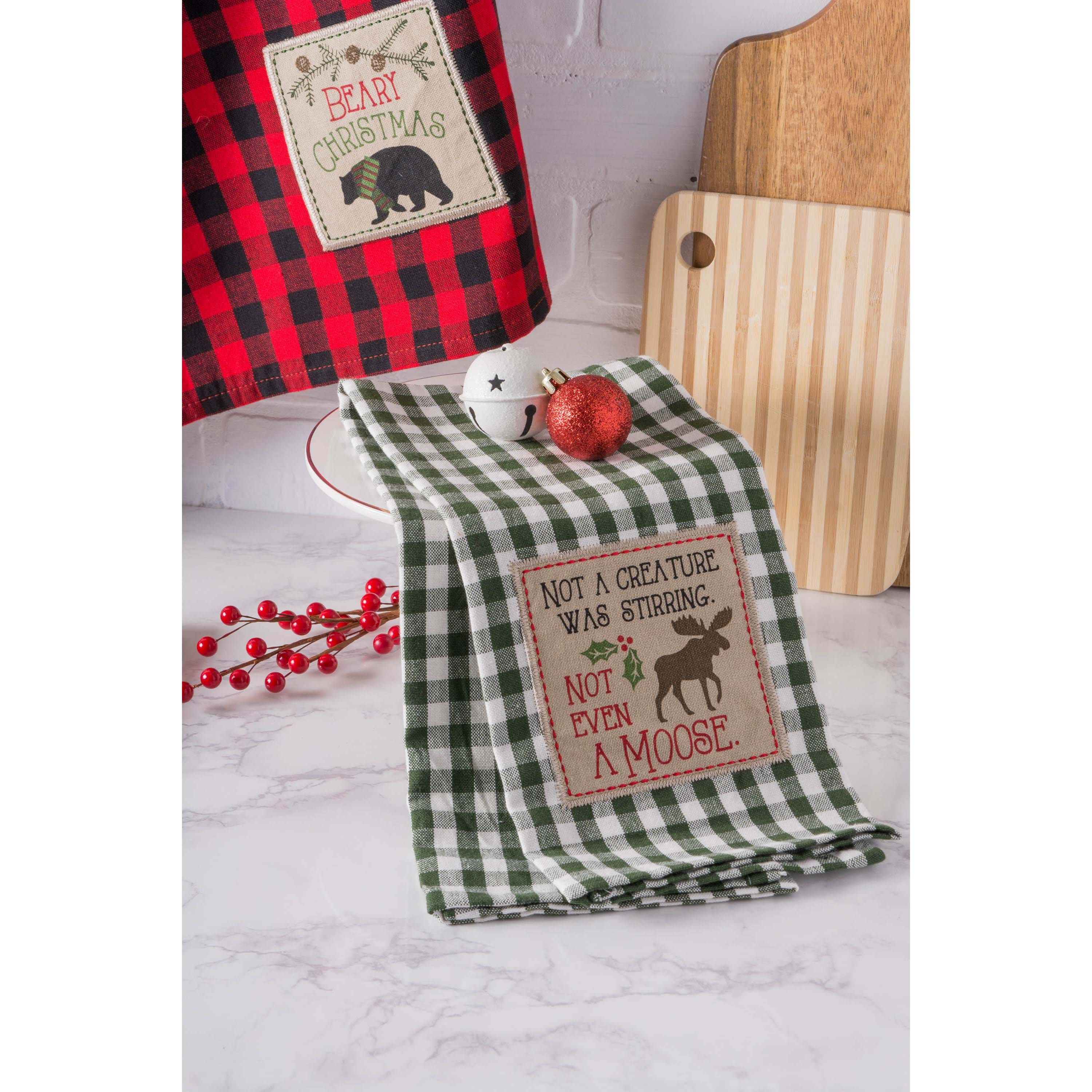 DII® Cabin Christmas Embroidered Dishtowel Set