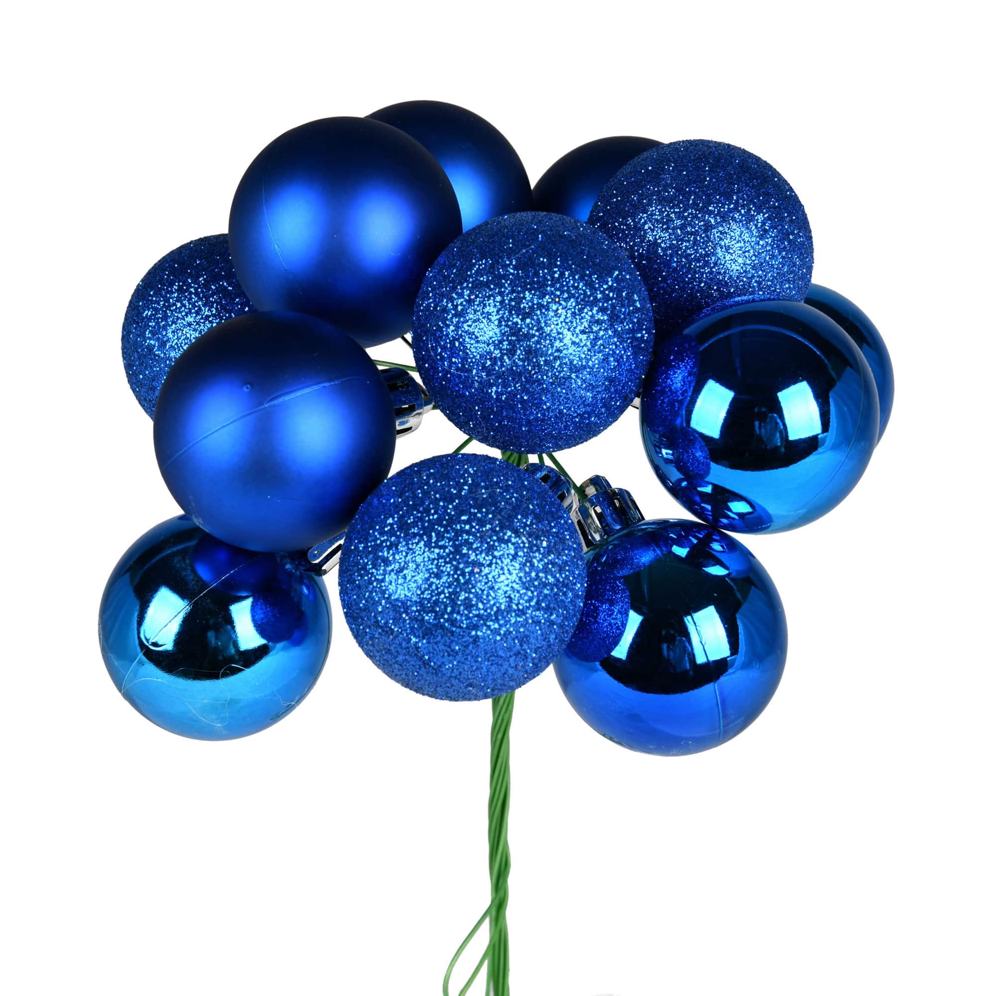 Vickerman 12" Blue Ball Ornament Christmas Picks, 4ct.