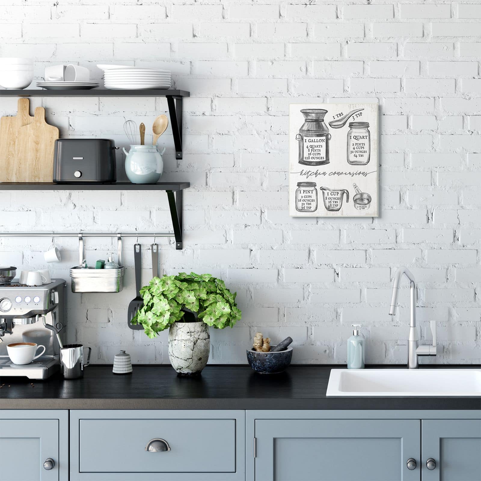 Stupell Industries Kitchen Conversion Chart Neutral Gray Word Wall Art