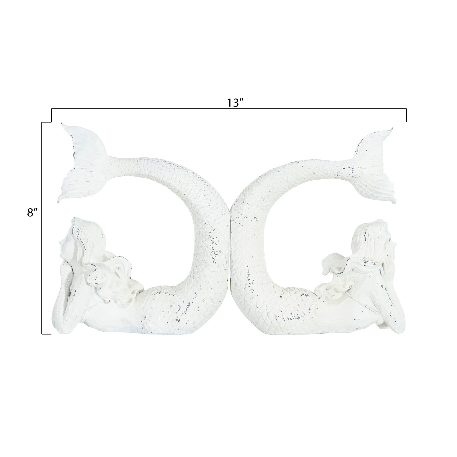 Hello Honey® Distressed White Stone Mermaid Bookends Set