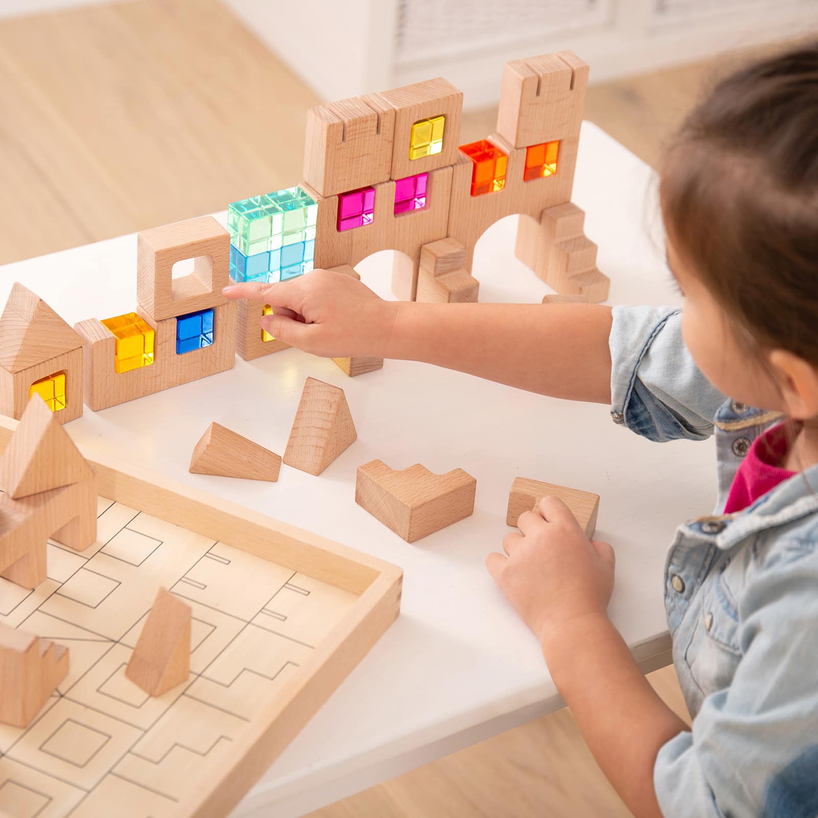 TickiT® Wooden Building Gem Blocks Set