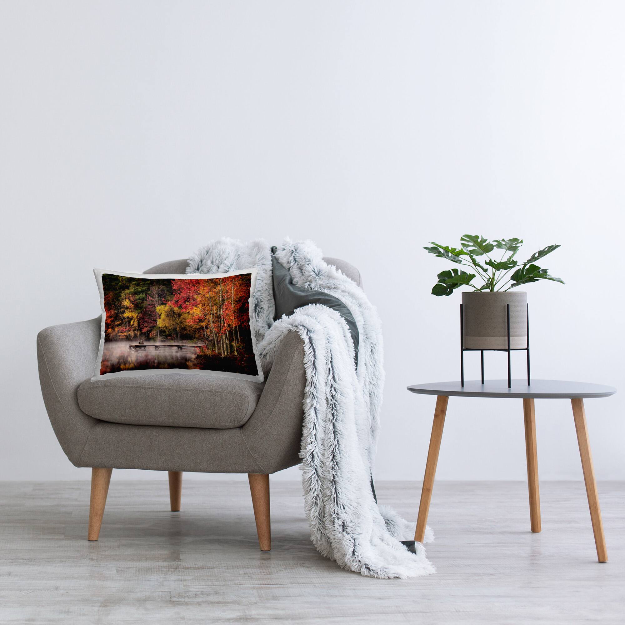 Stupell Industries Autumn Dock Landscape Decorative Printed Throw Pillow